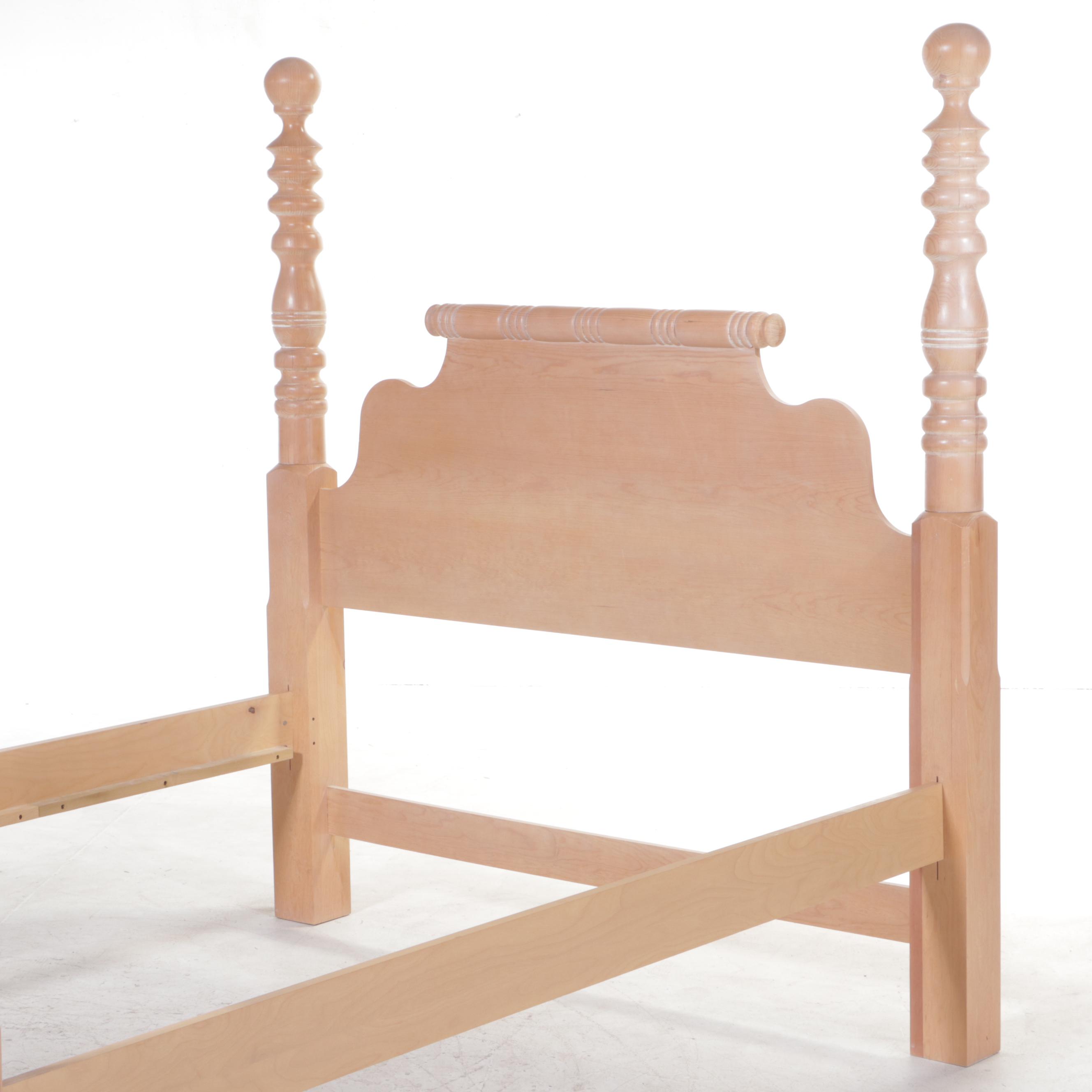 Santa Fe Cerused Pine Queen Size Bed Frame, Late 20th Century