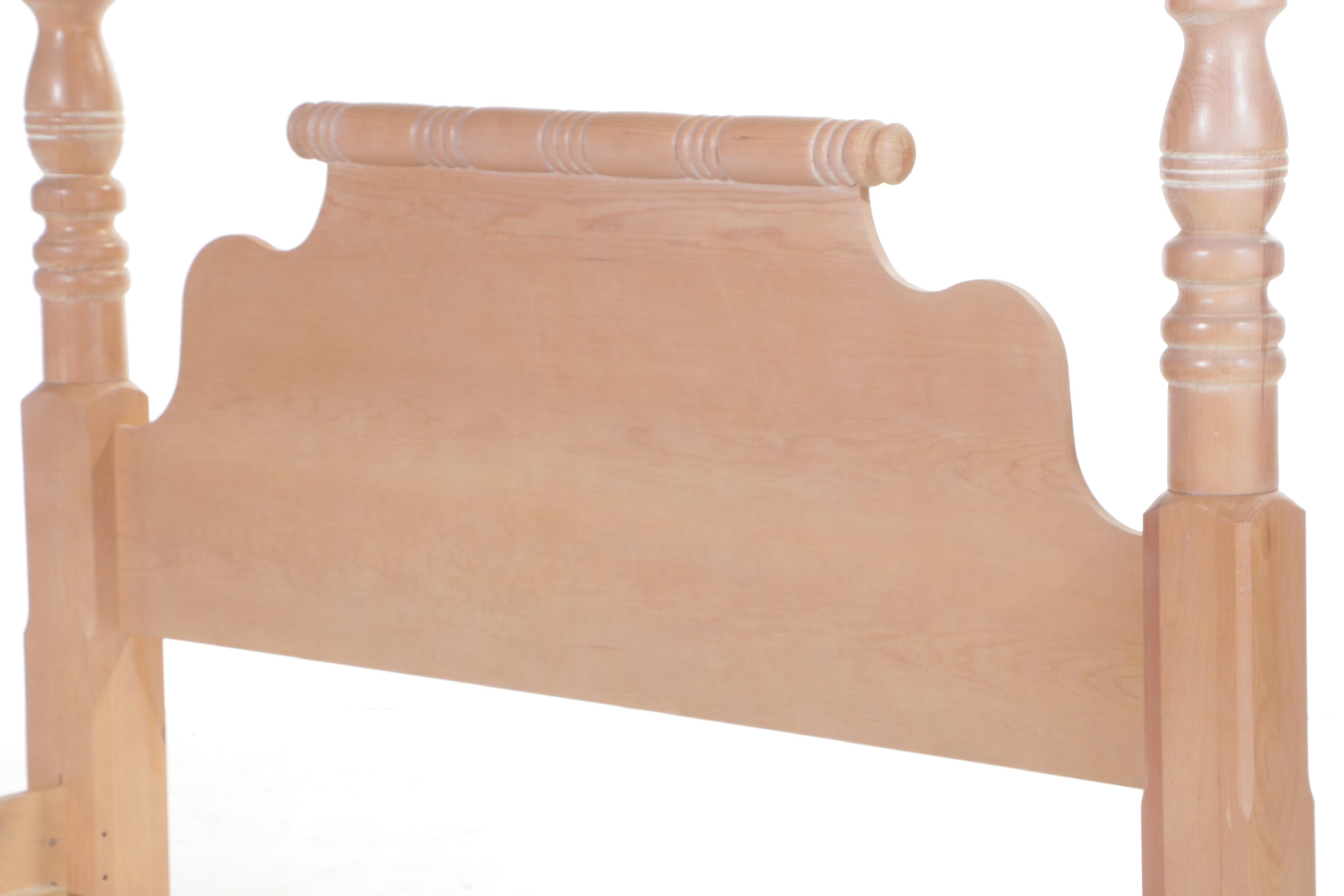 Santa Fe Cerused Pine Queen Size Bed Frame, Late 20th Century