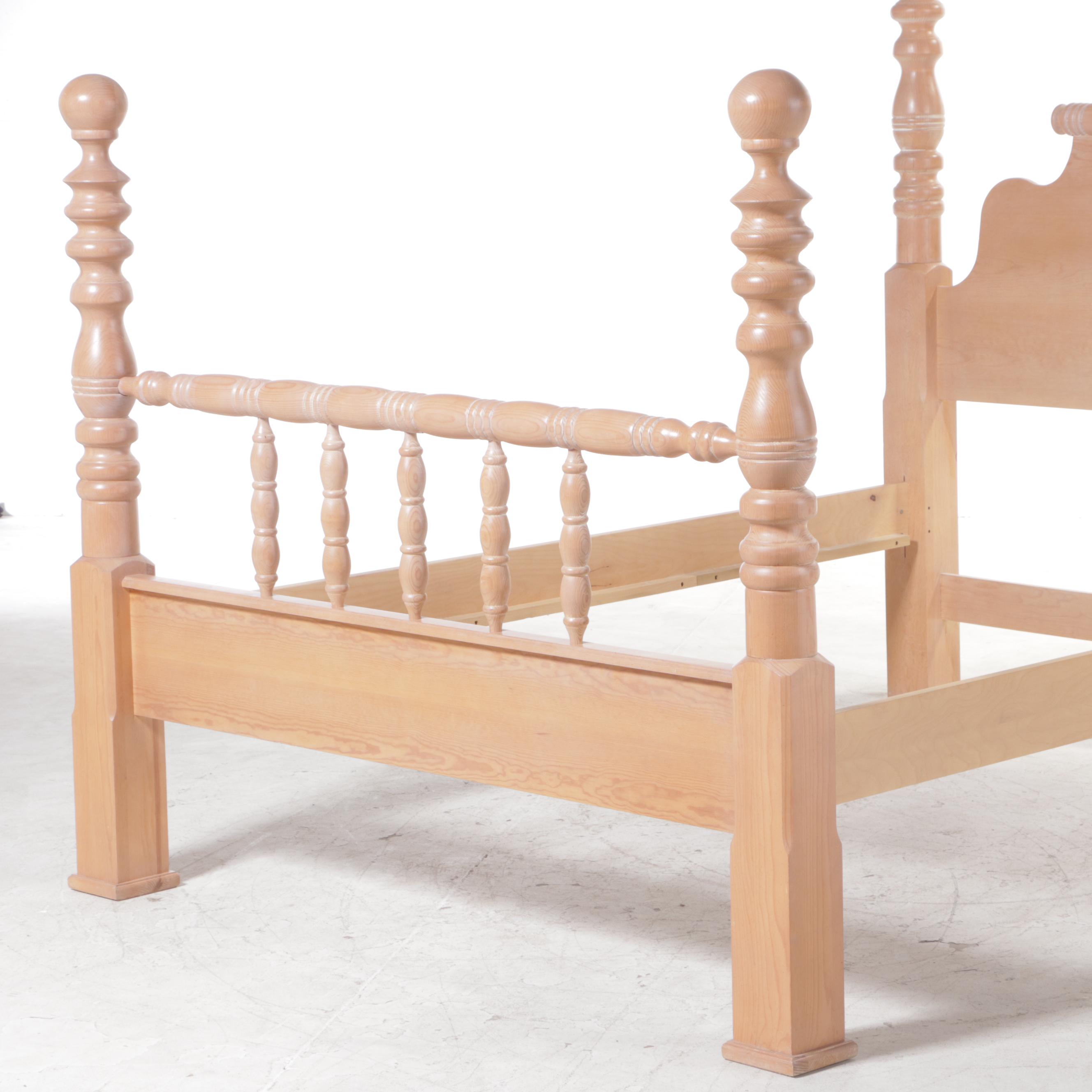 Santa Fe Cerused Pine Queen Size Bed Frame, Late 20th Century