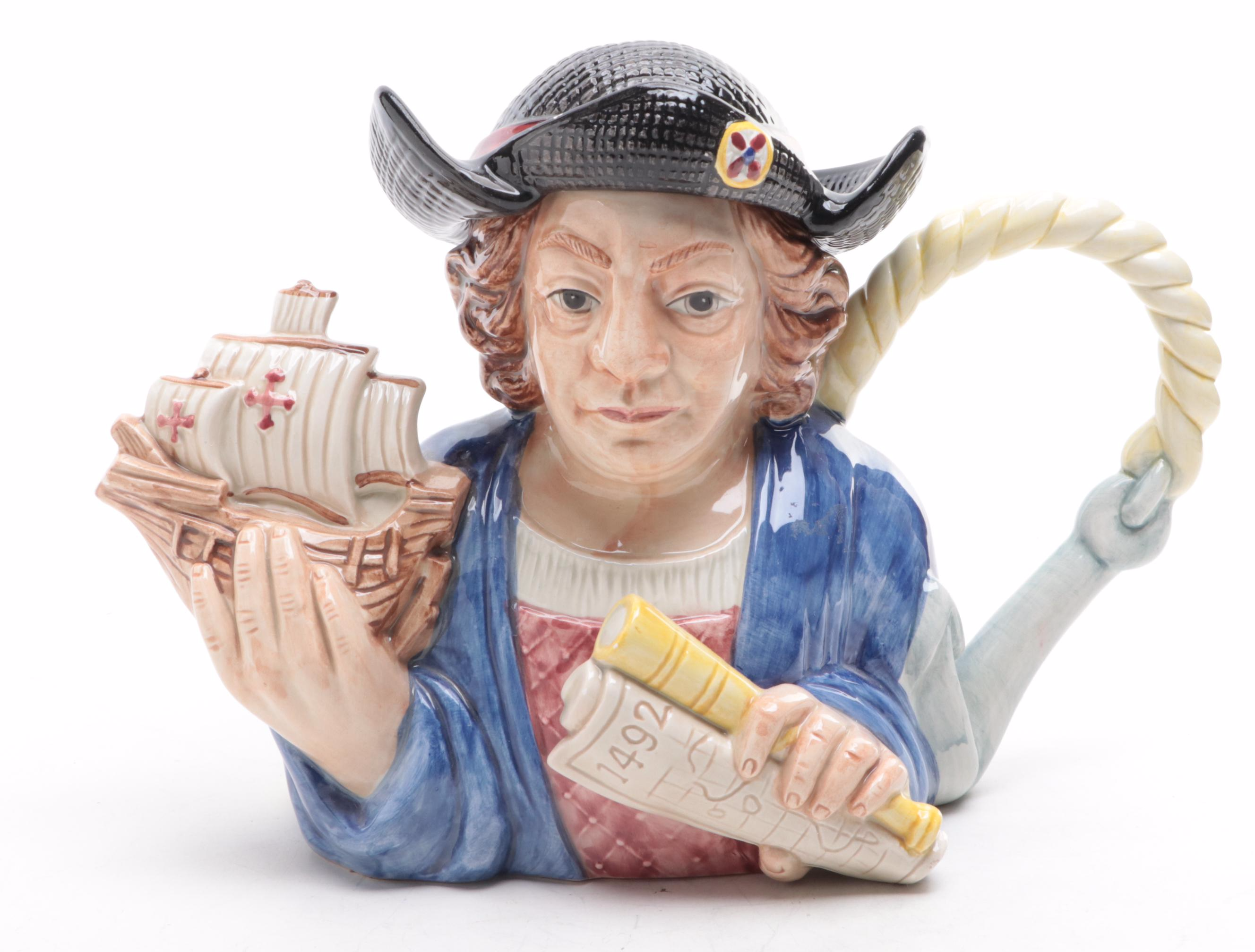 Royal Doulton Character Jugs and Fitz & Floyd Columbus Teapot with Other Décor