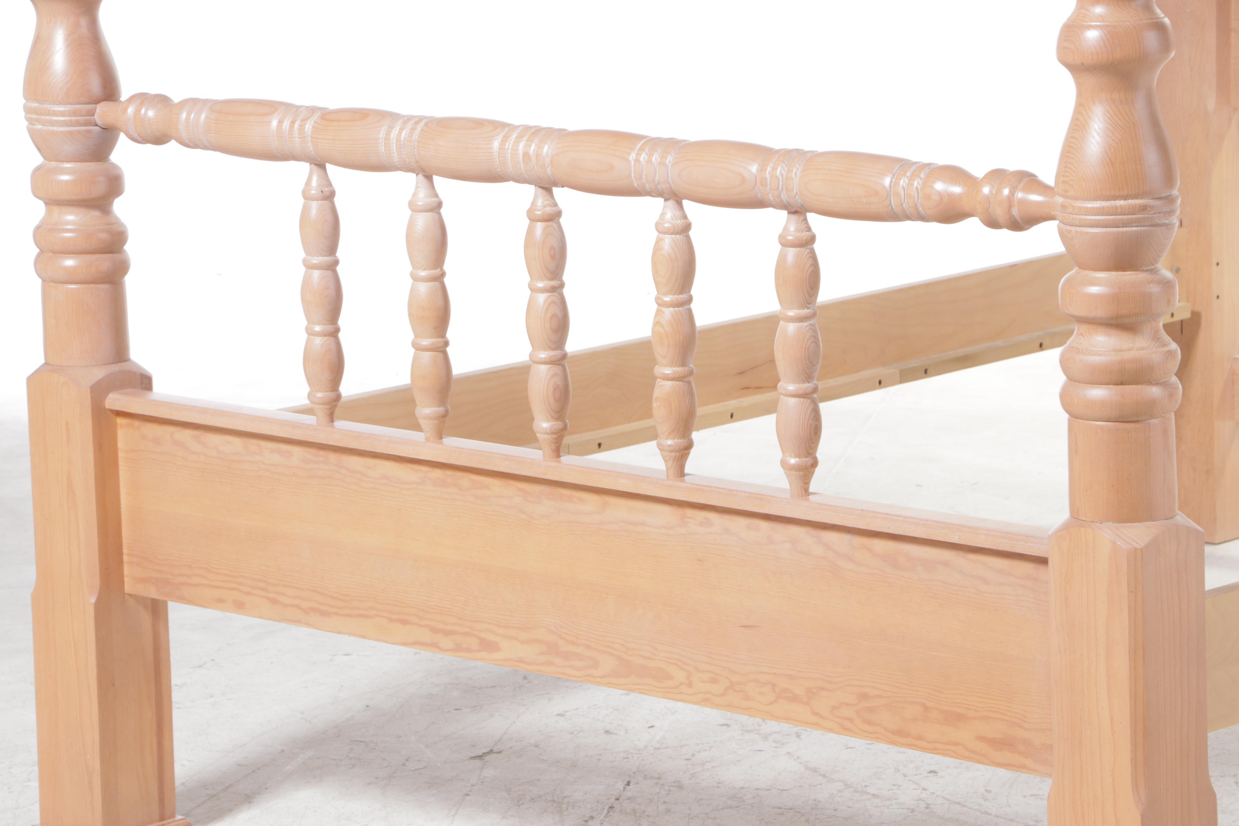 Santa Fe Cerused Pine Queen Size Bed Frame, Late 20th Century