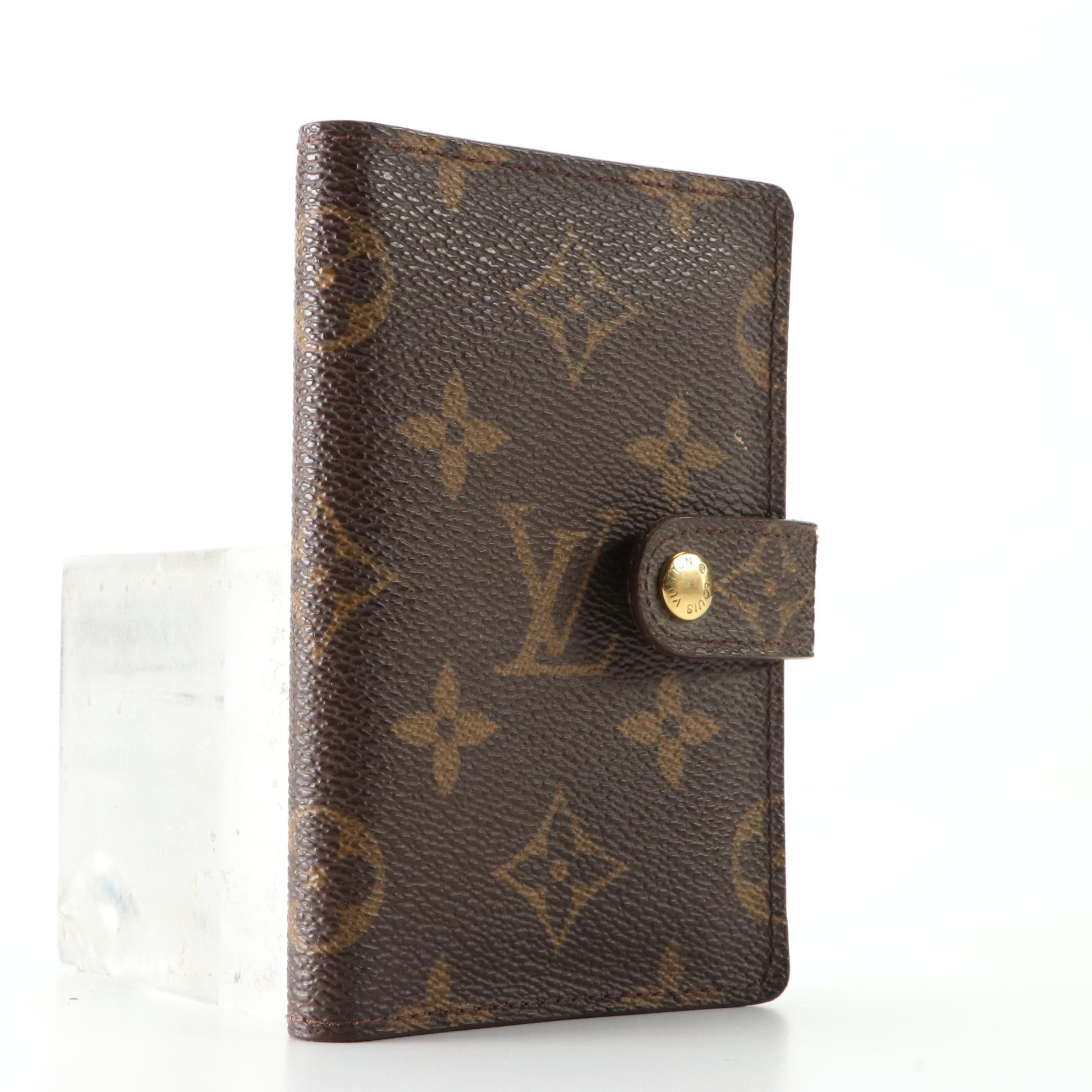 Louis Vuitton Agenda Poche Cover in Monogram Canvas and Leather with Box