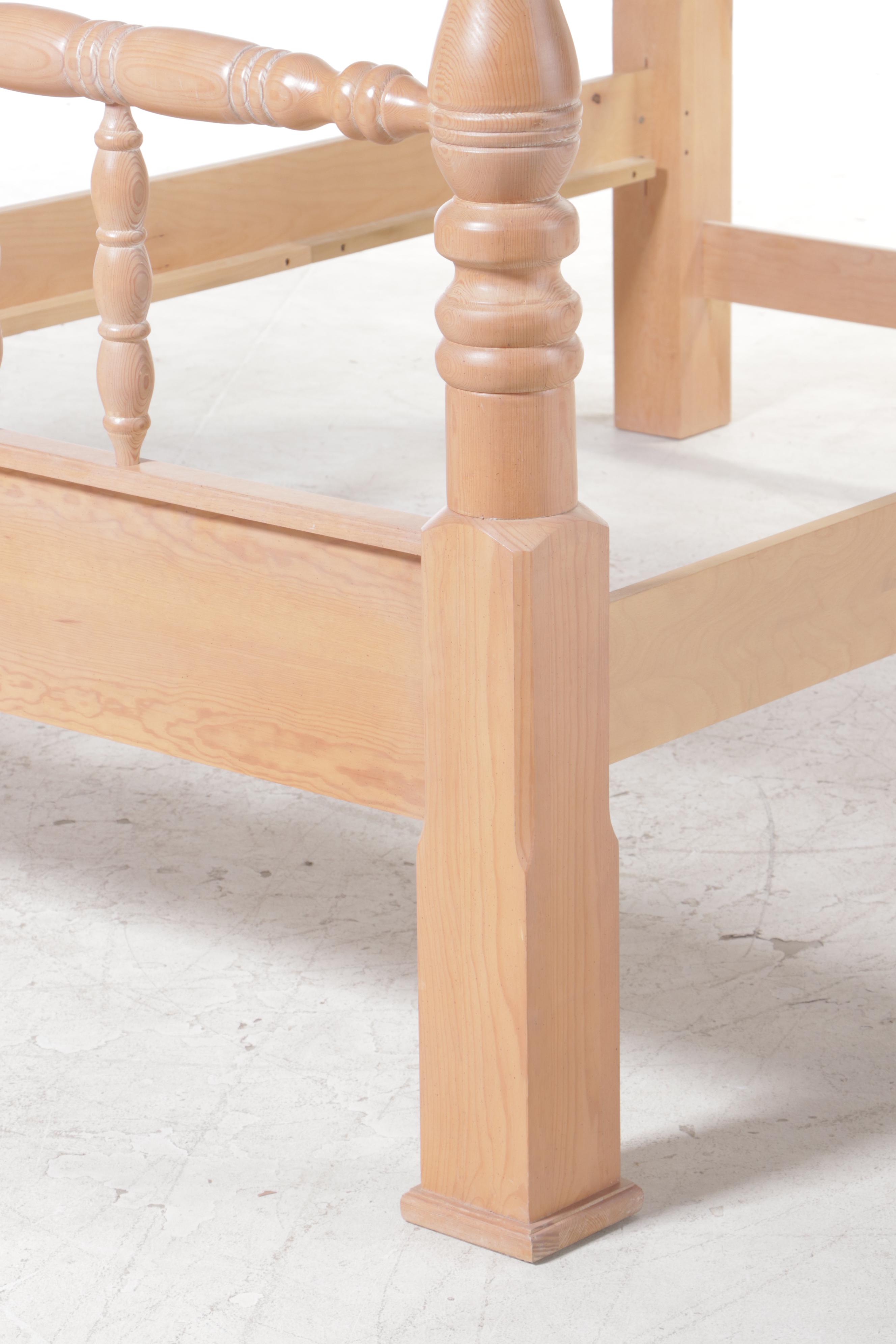 Santa Fe Cerused Pine Queen Size Bed Frame, Late 20th Century