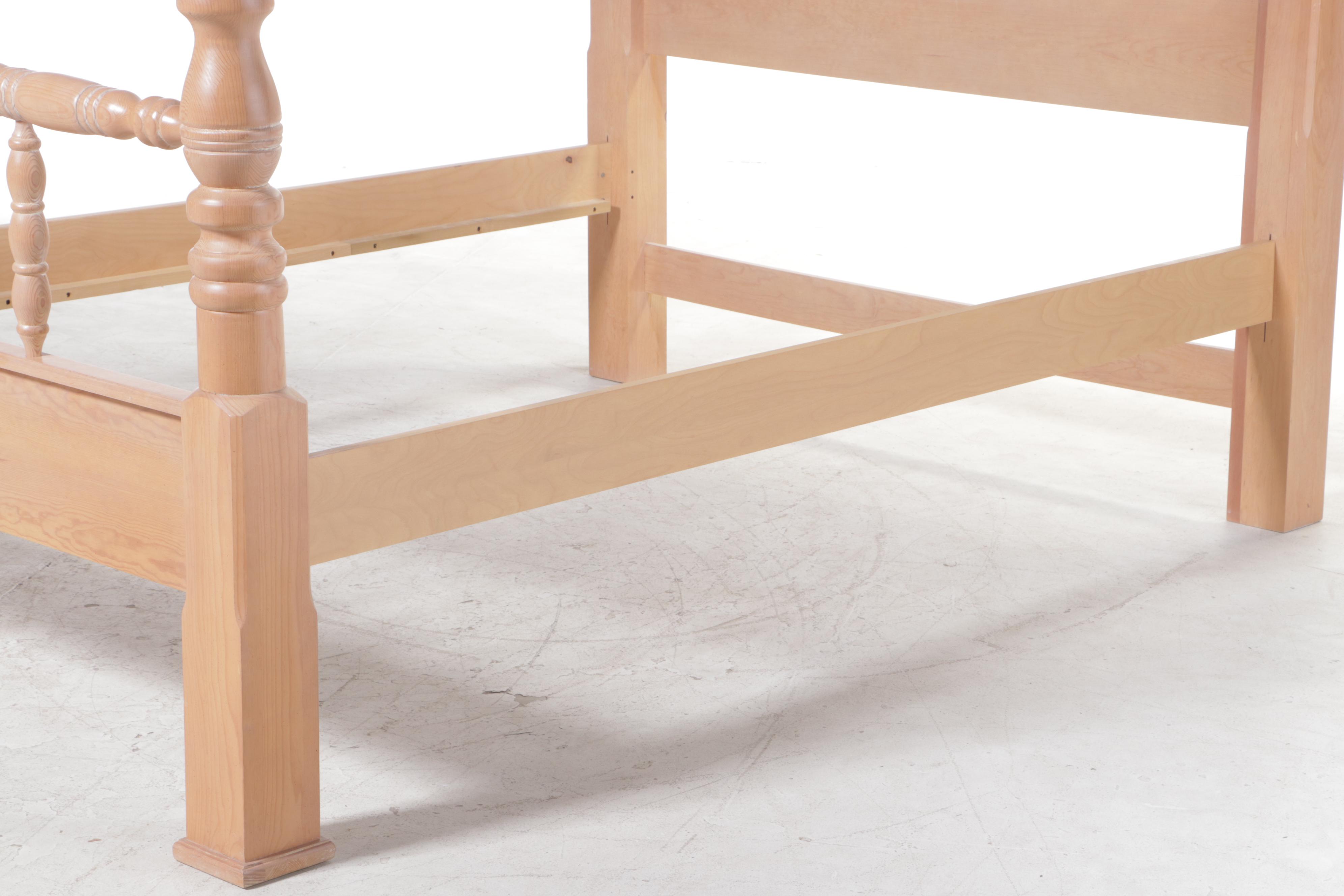 Santa Fe Cerused Pine Queen Size Bed Frame, Late 20th Century