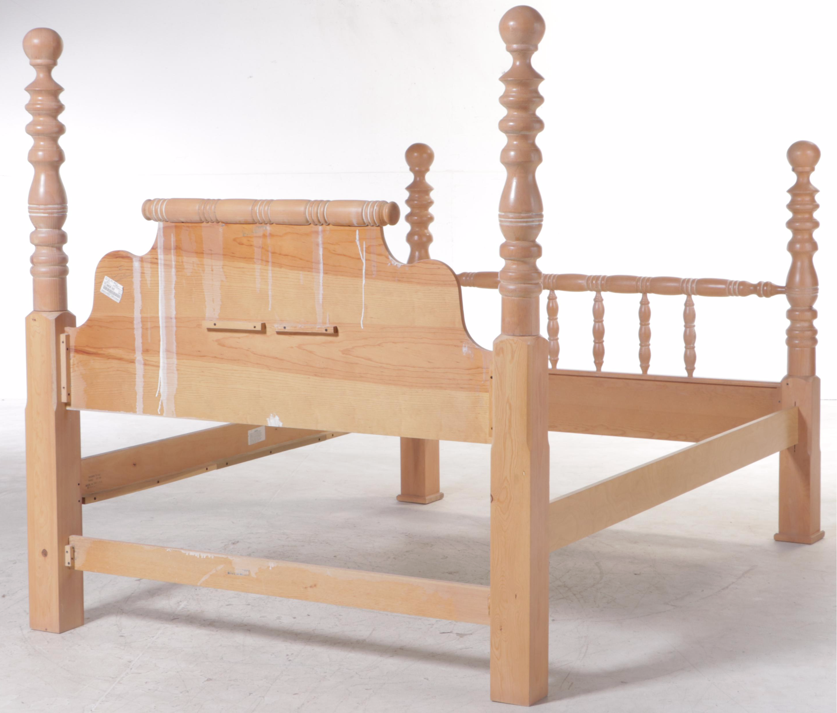 Santa Fe Cerused Pine Queen Size Bed Frame, Late 20th Century