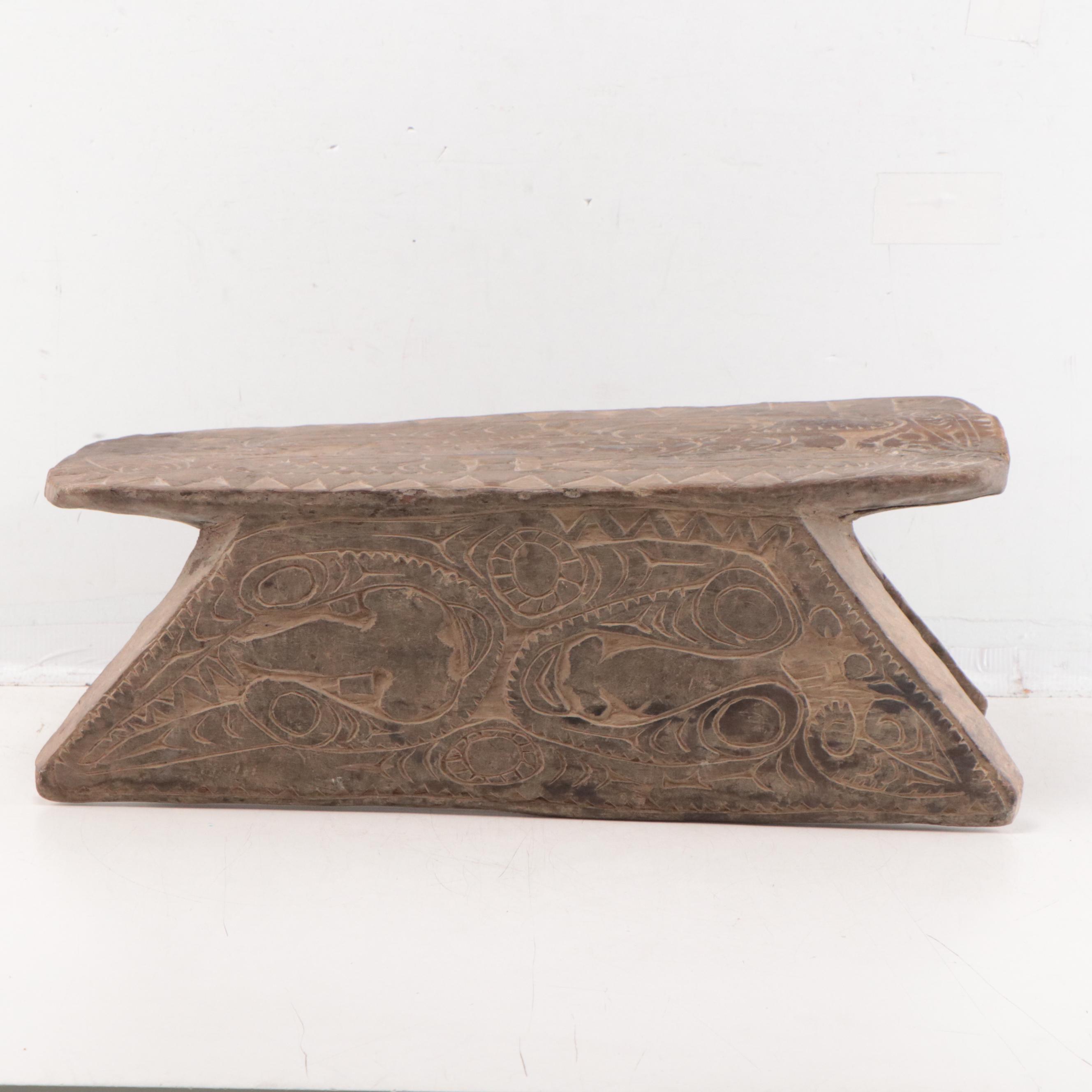 Kwoma Papua New Guinea Wood Carver's Stool, Mid-20th Century