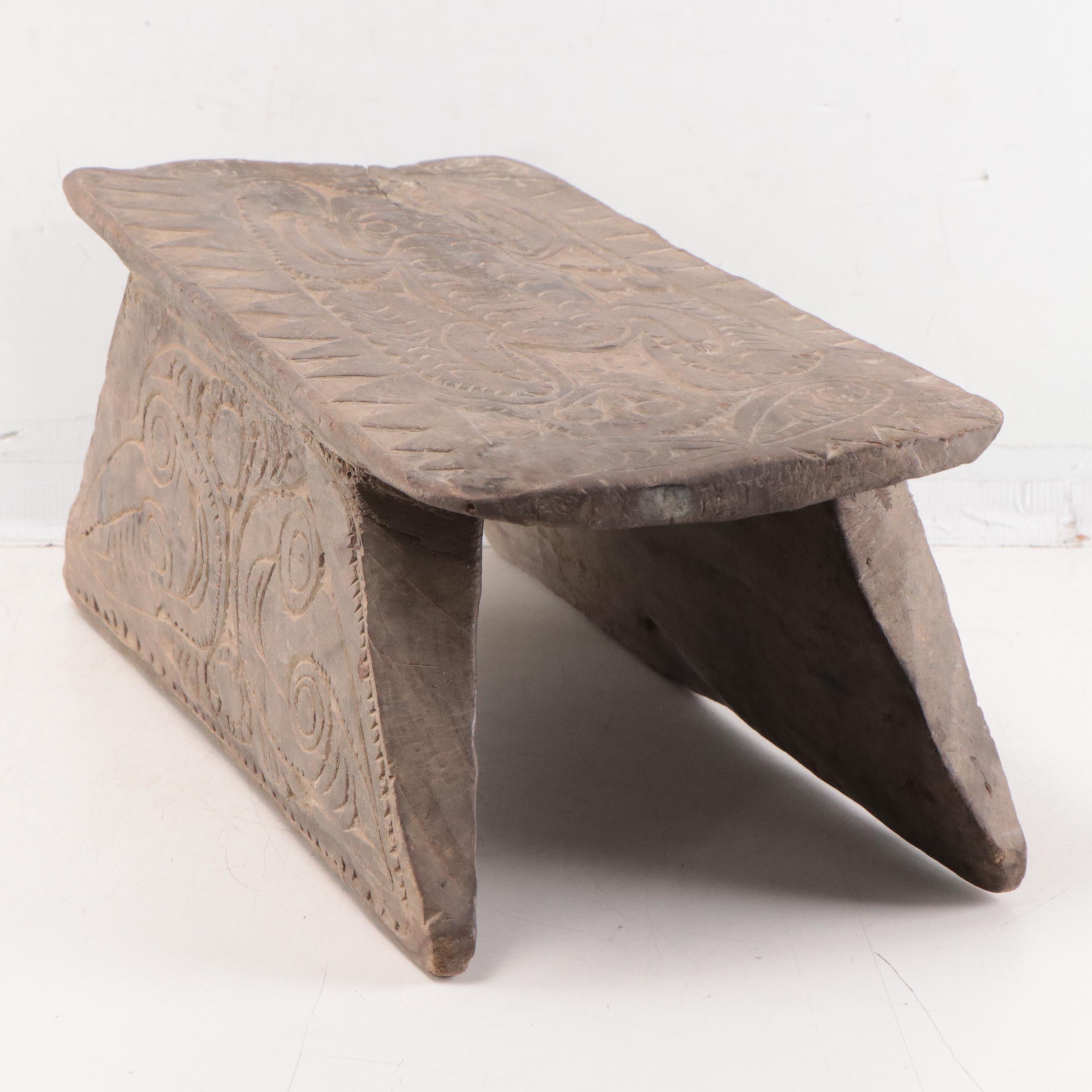 Kwoma Papua New Guinea Wood Carver's Stool, Mid-20th Century