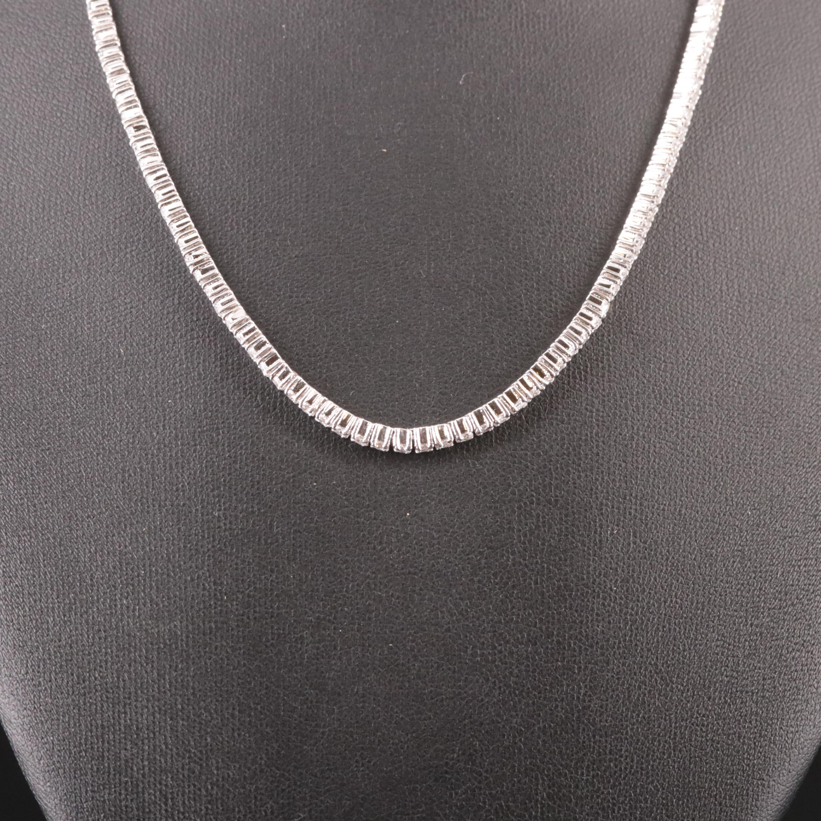 Sterling Cubic Zirconia Line Necklace