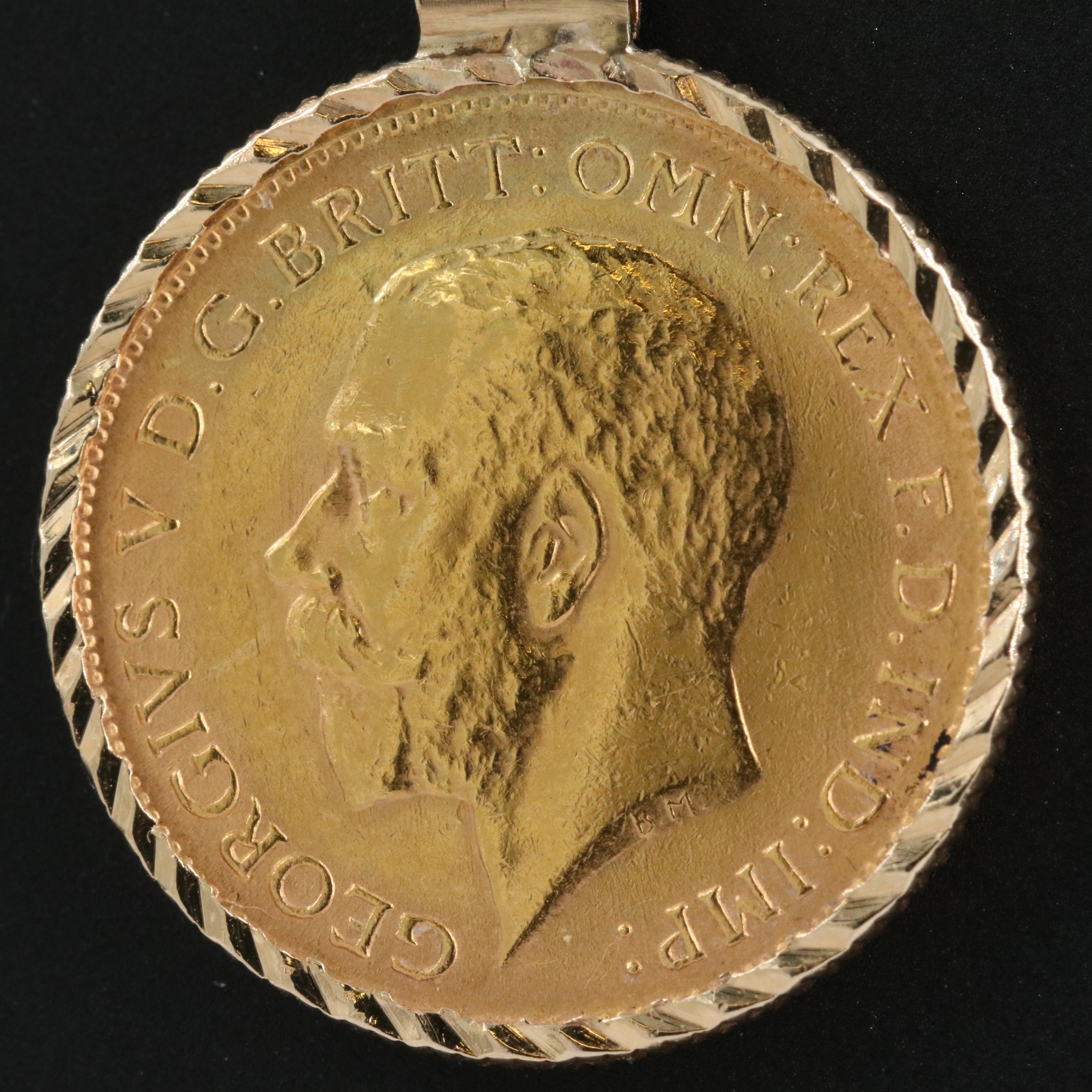 14K Necklace with 1914 Great Britain Half Sovereign Gold Coin