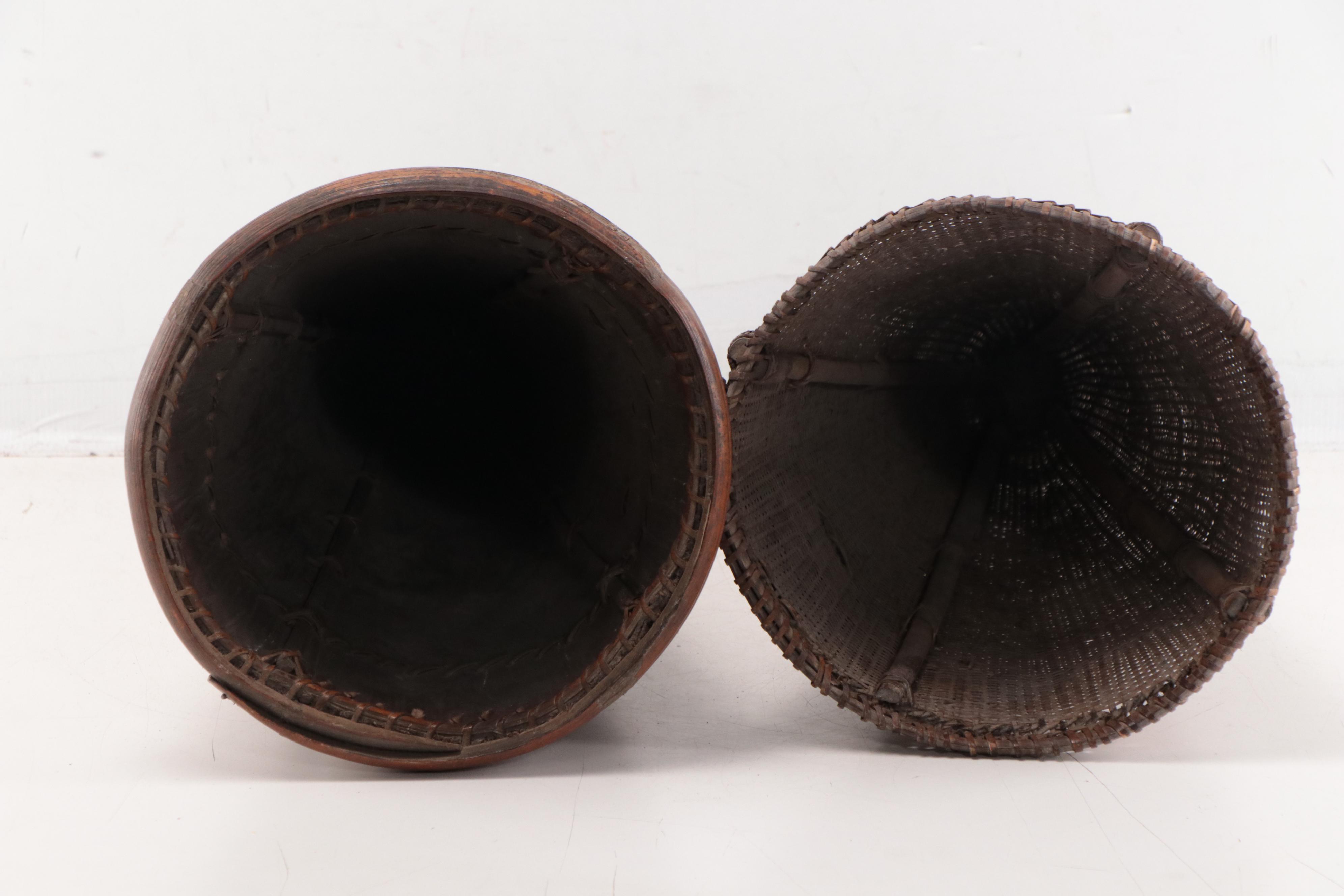 Iban Dayak (Indonesia) Woven Reed Rice Harvesting Baskets, Early 20th Century