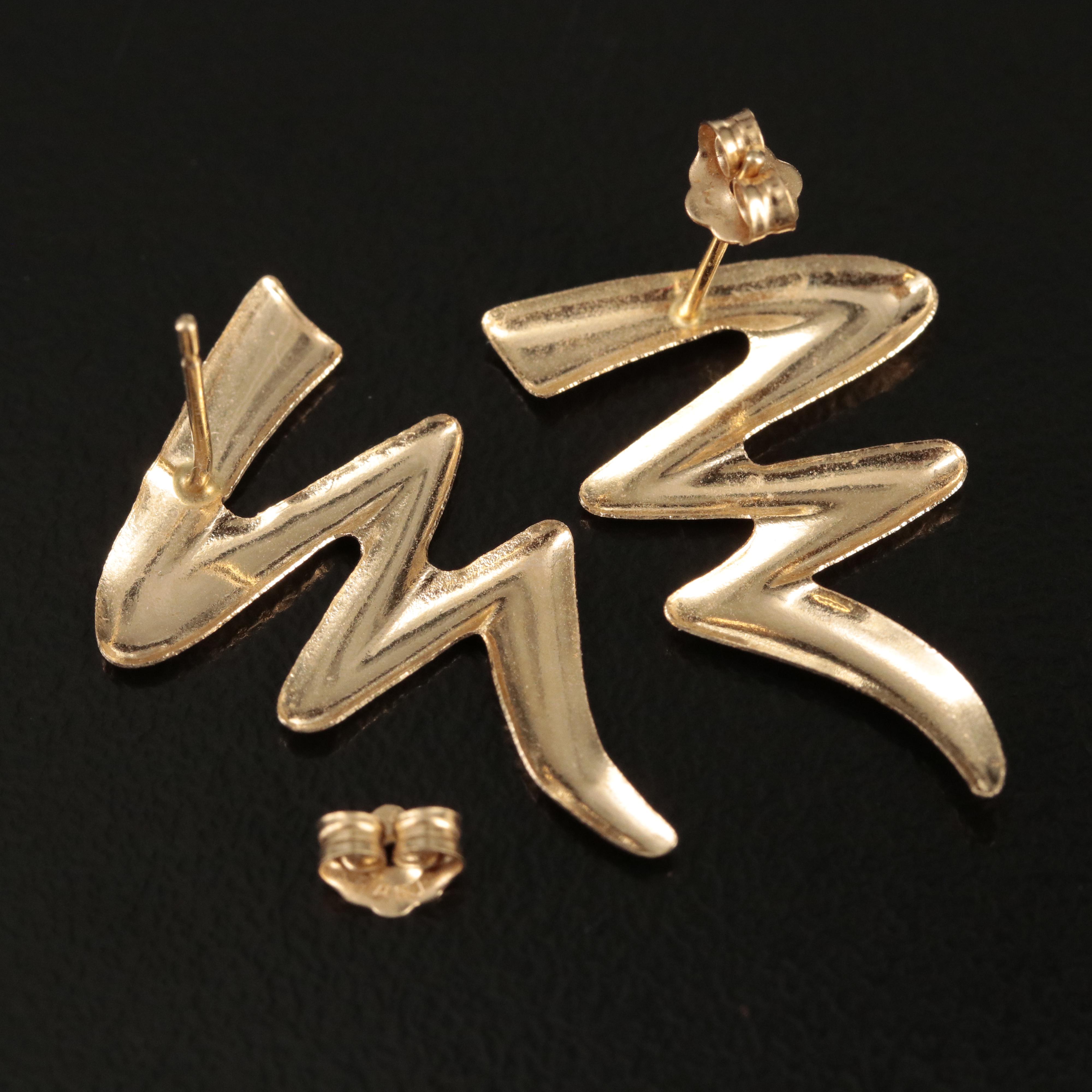 14K Squiggle Earrings