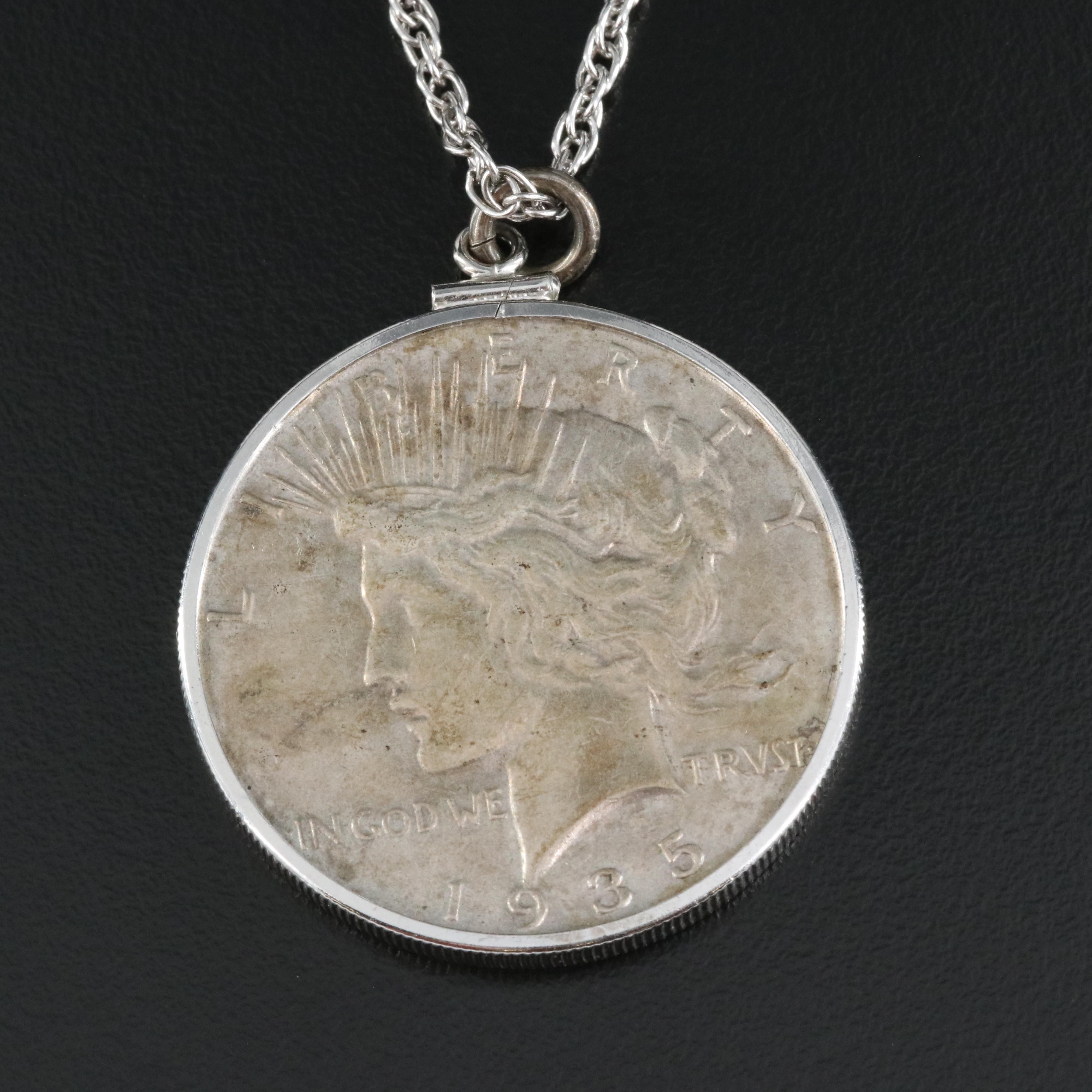 Sterling Necklace with 1935-S Peace Silver Dollar