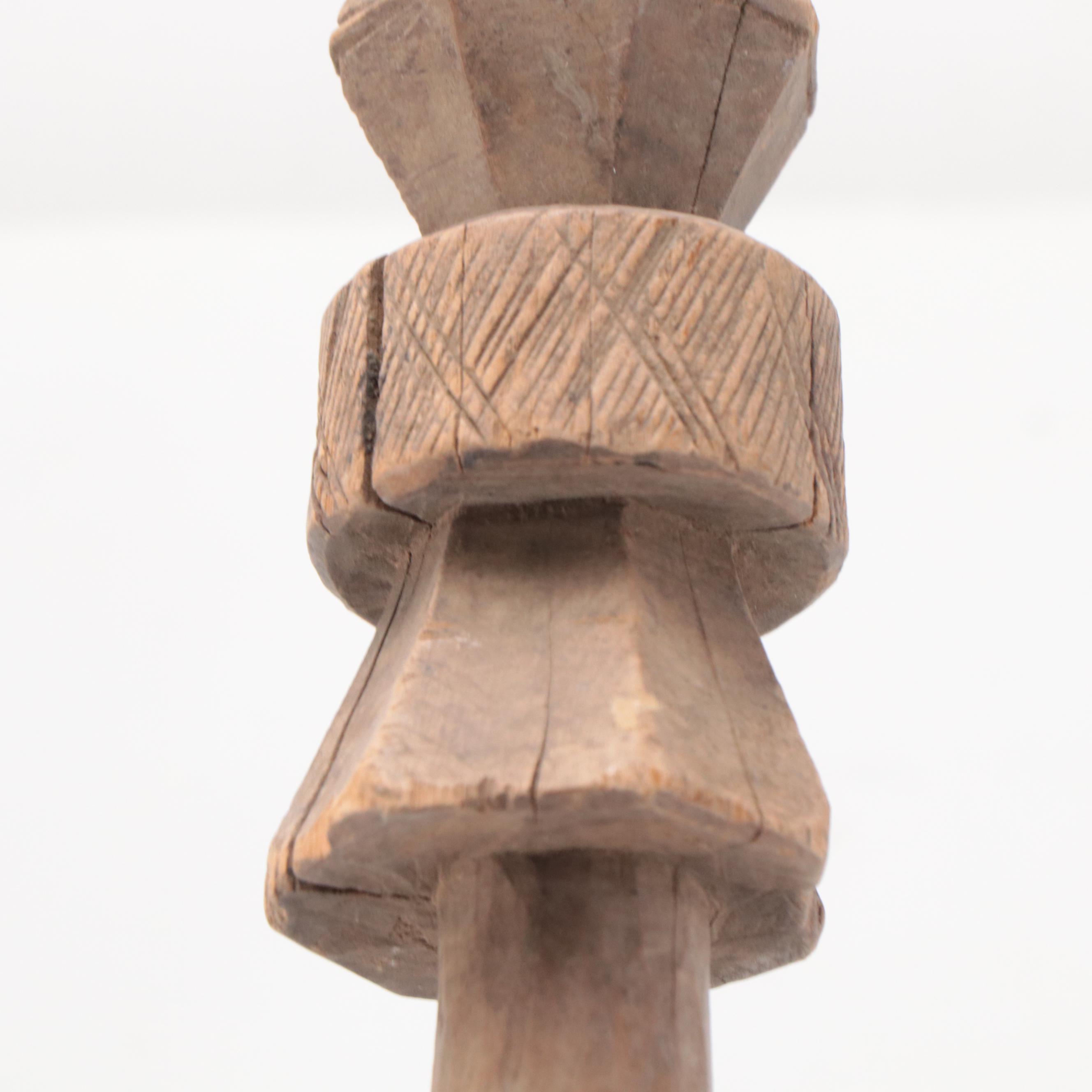 Tuareg Berber Carved Wood Tent Posts with Base