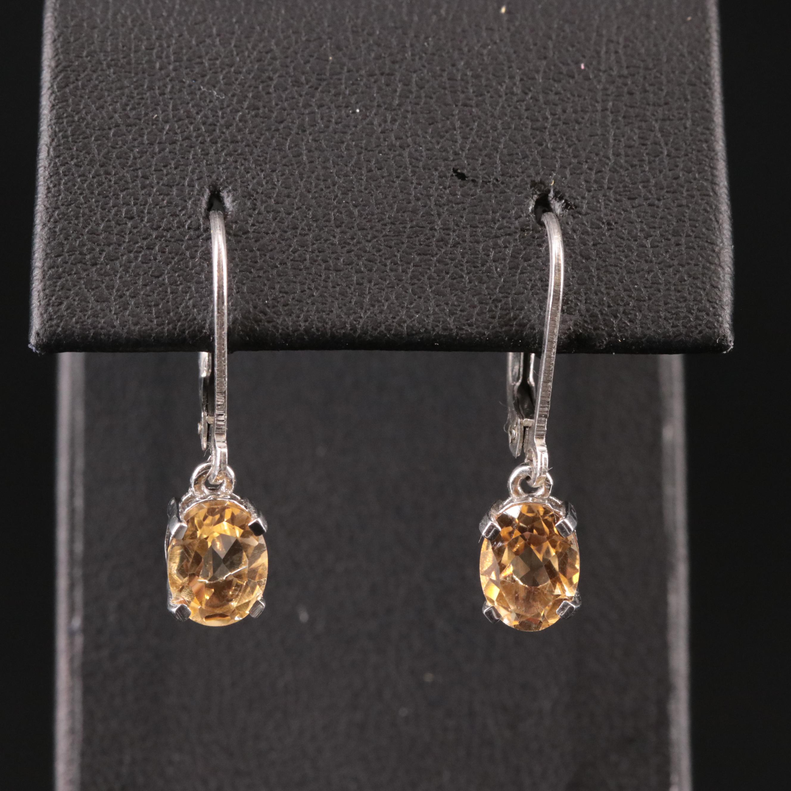 Sterling Citrine Drop Earrings