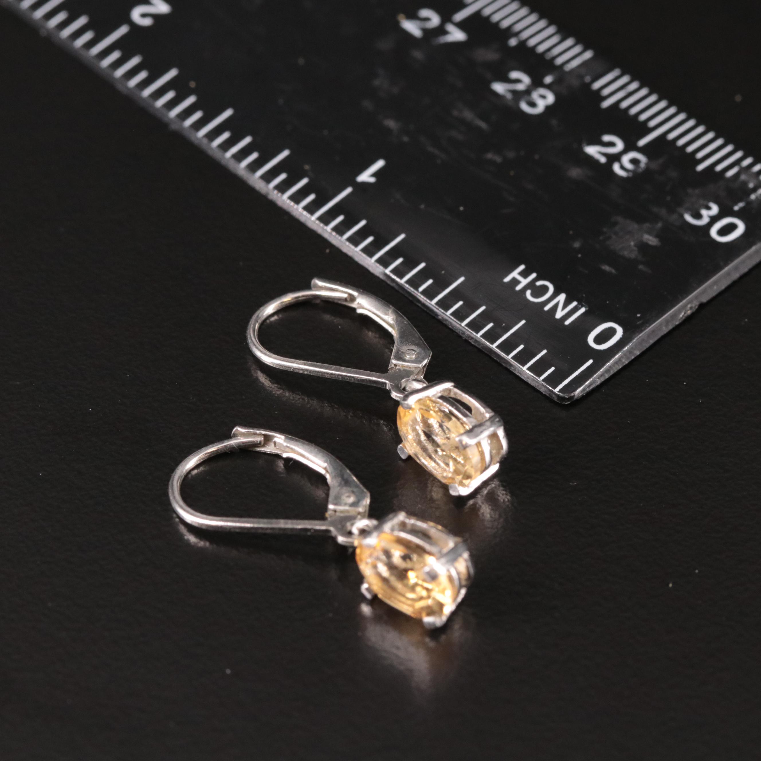 Sterling Citrine Drop Earrings