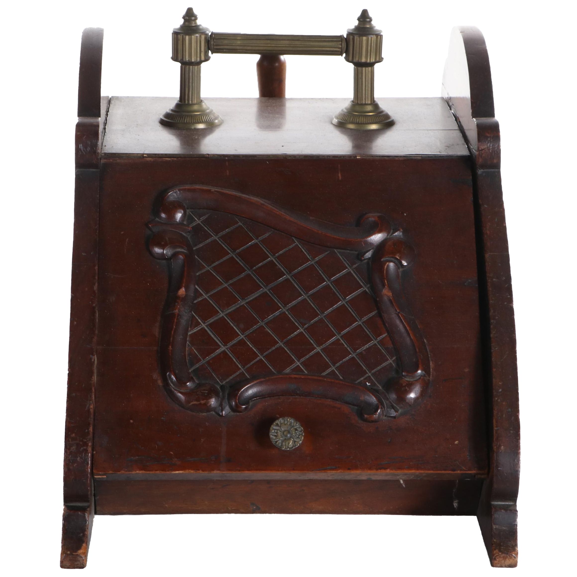 Victorian Wooden Coal Scuttle with Scoop, Early 20th Century