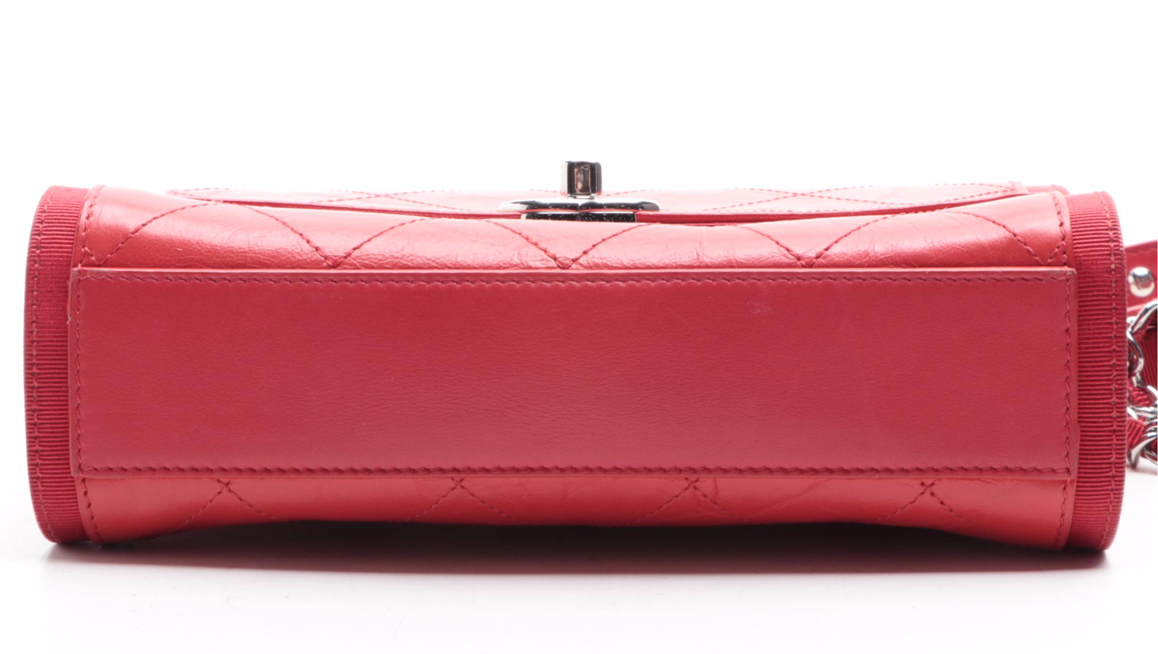 Chanel Small CC Chain Flap Bag in Quilted Crumpled Calfskin Leather/Grosgrain