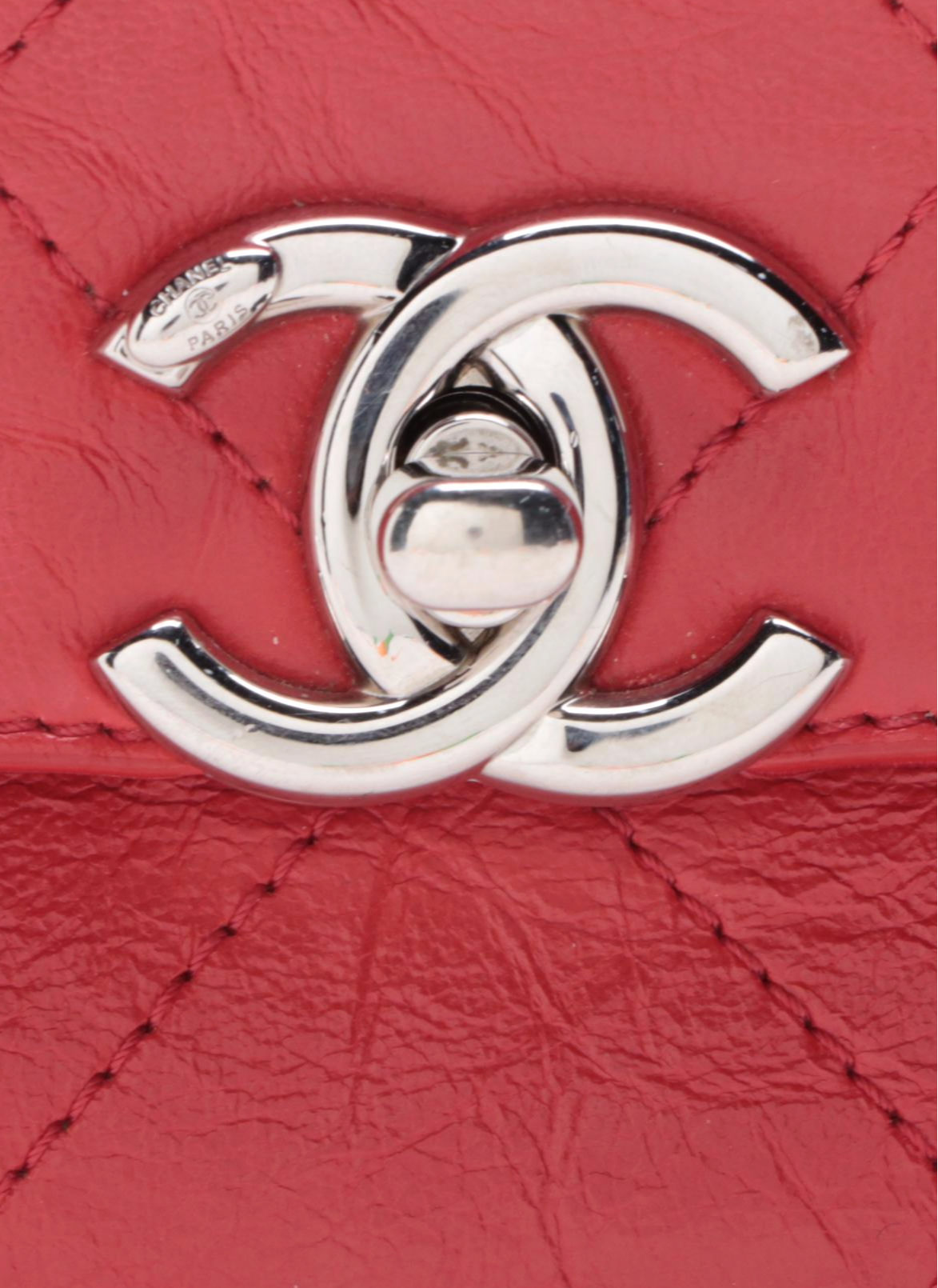 Chanel Small CC Chain Flap Bag in Quilted Crumpled Calfskin Leather/Grosgrain