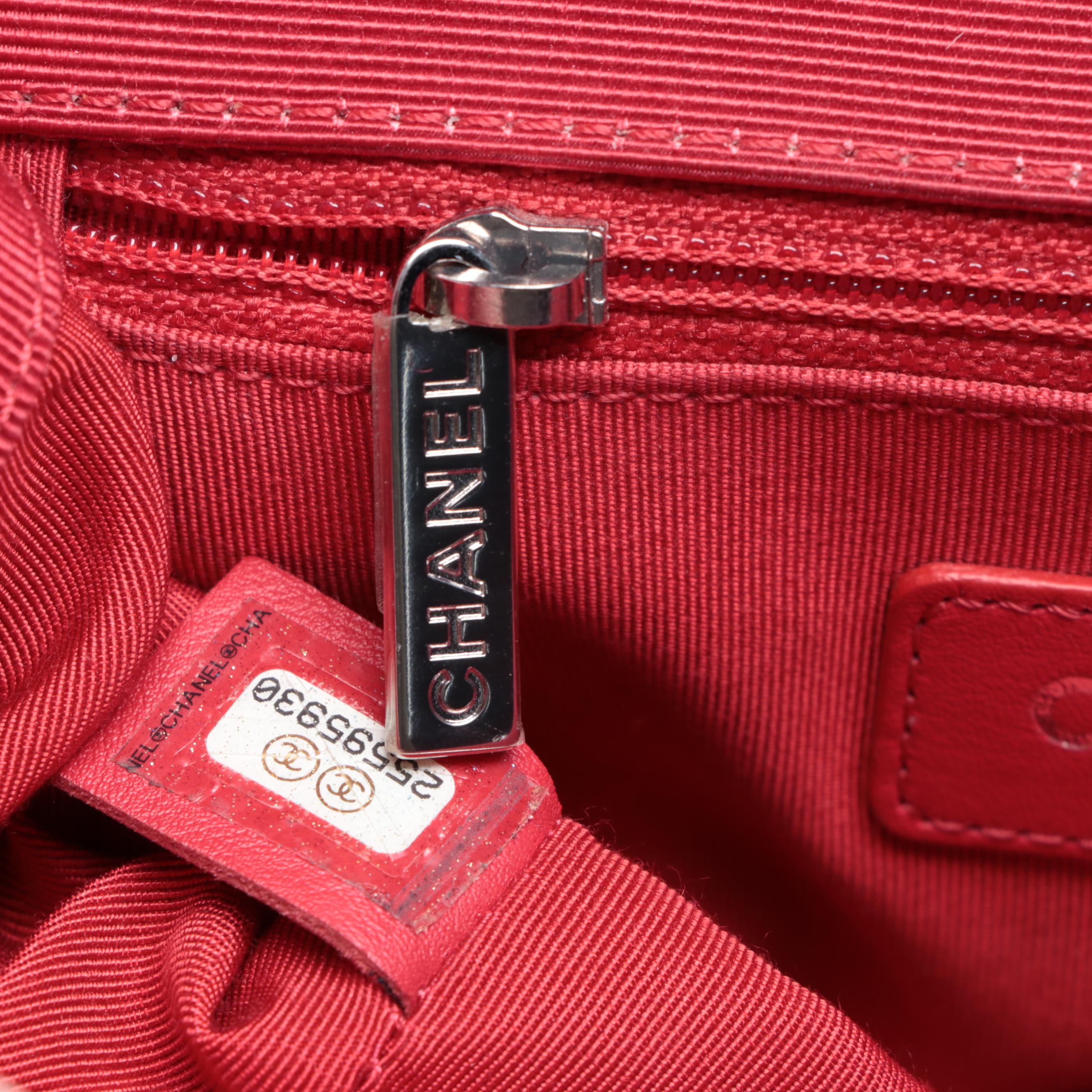 Chanel Small CC Chain Flap Bag in Quilted Crumpled Calfskin Leather/Grosgrain