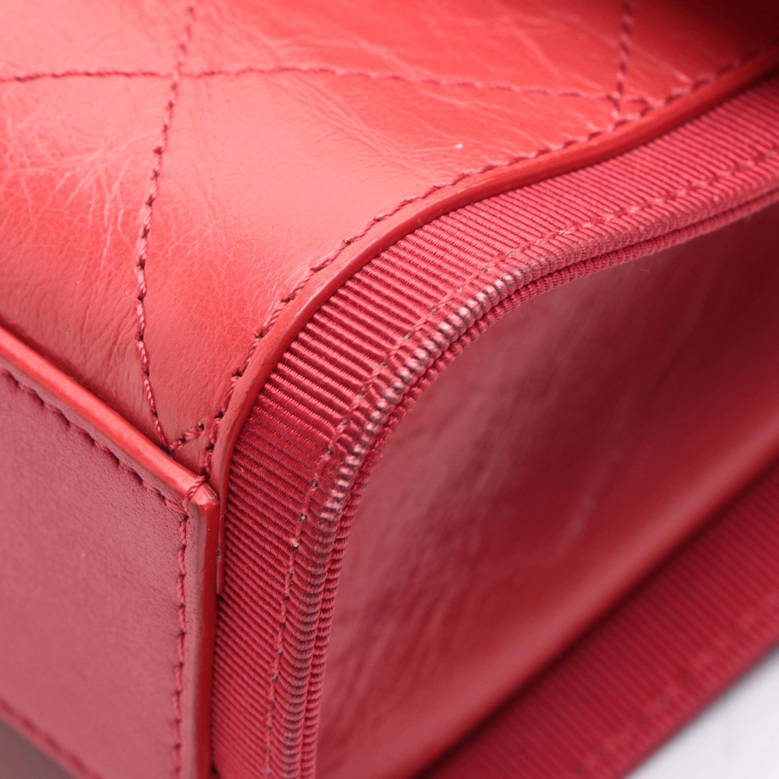 Chanel Small CC Chain Flap Bag in Quilted Crumpled Calfskin Leather/Grosgrain