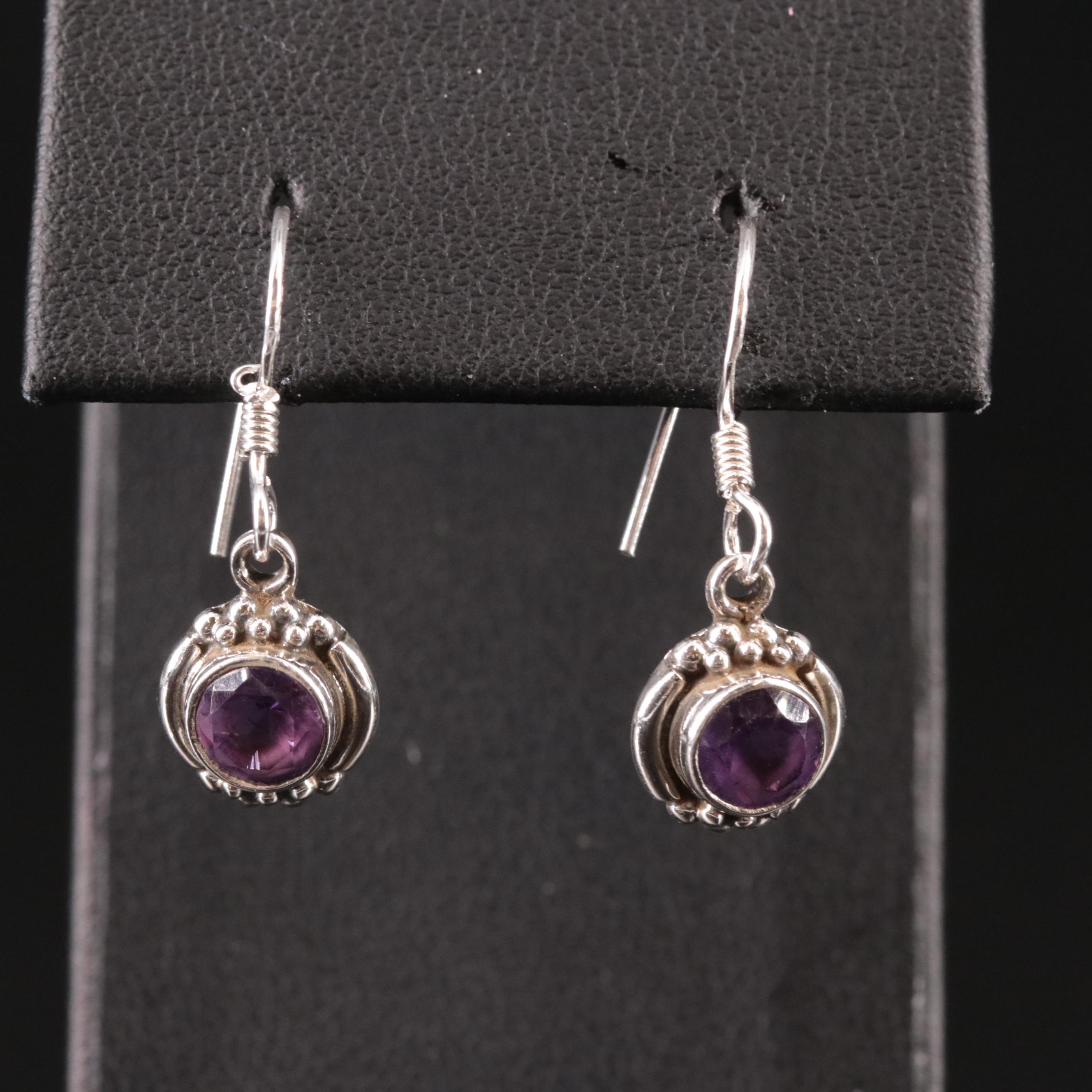 Sterling Amethyst Drop Earrings