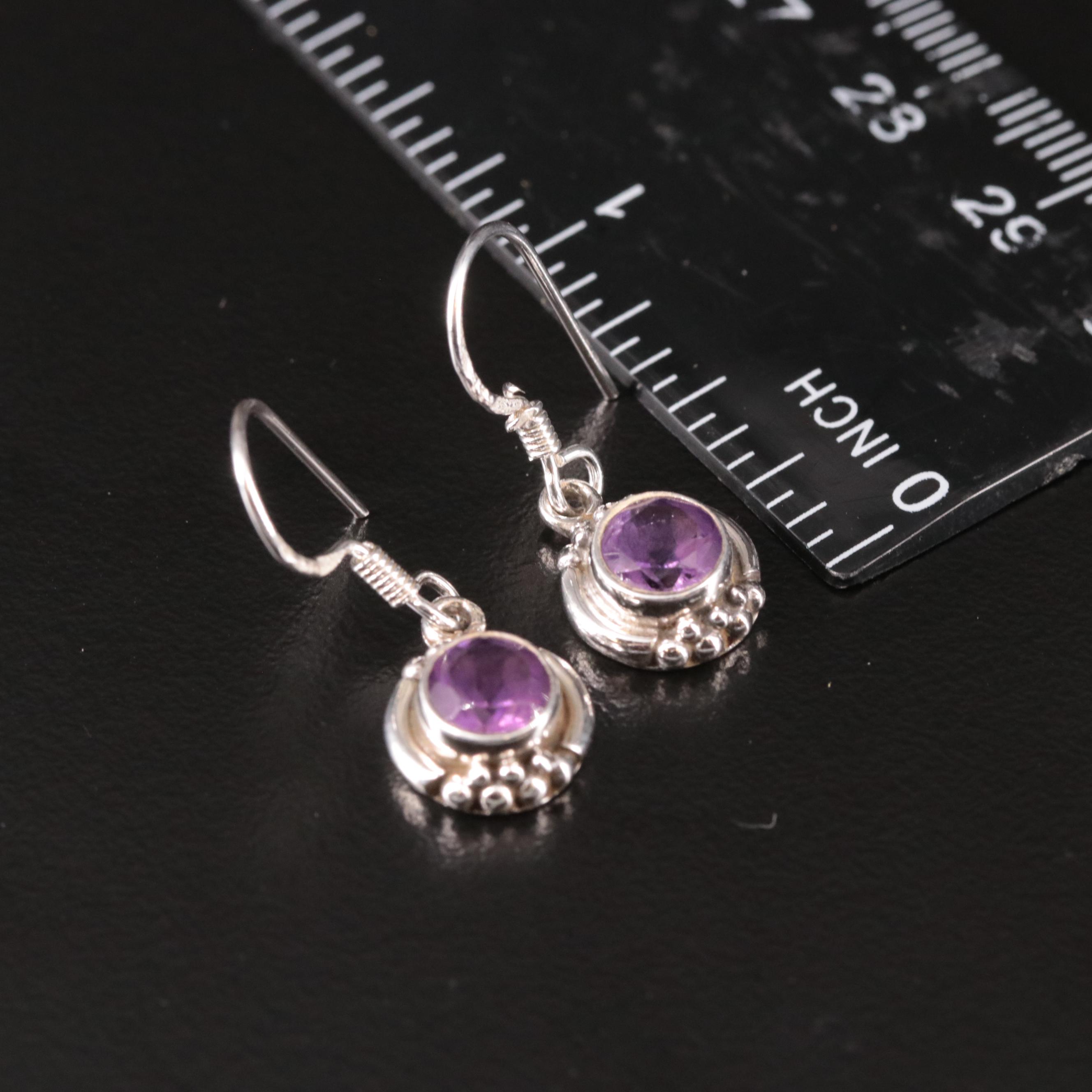 Sterling Amethyst Drop Earrings