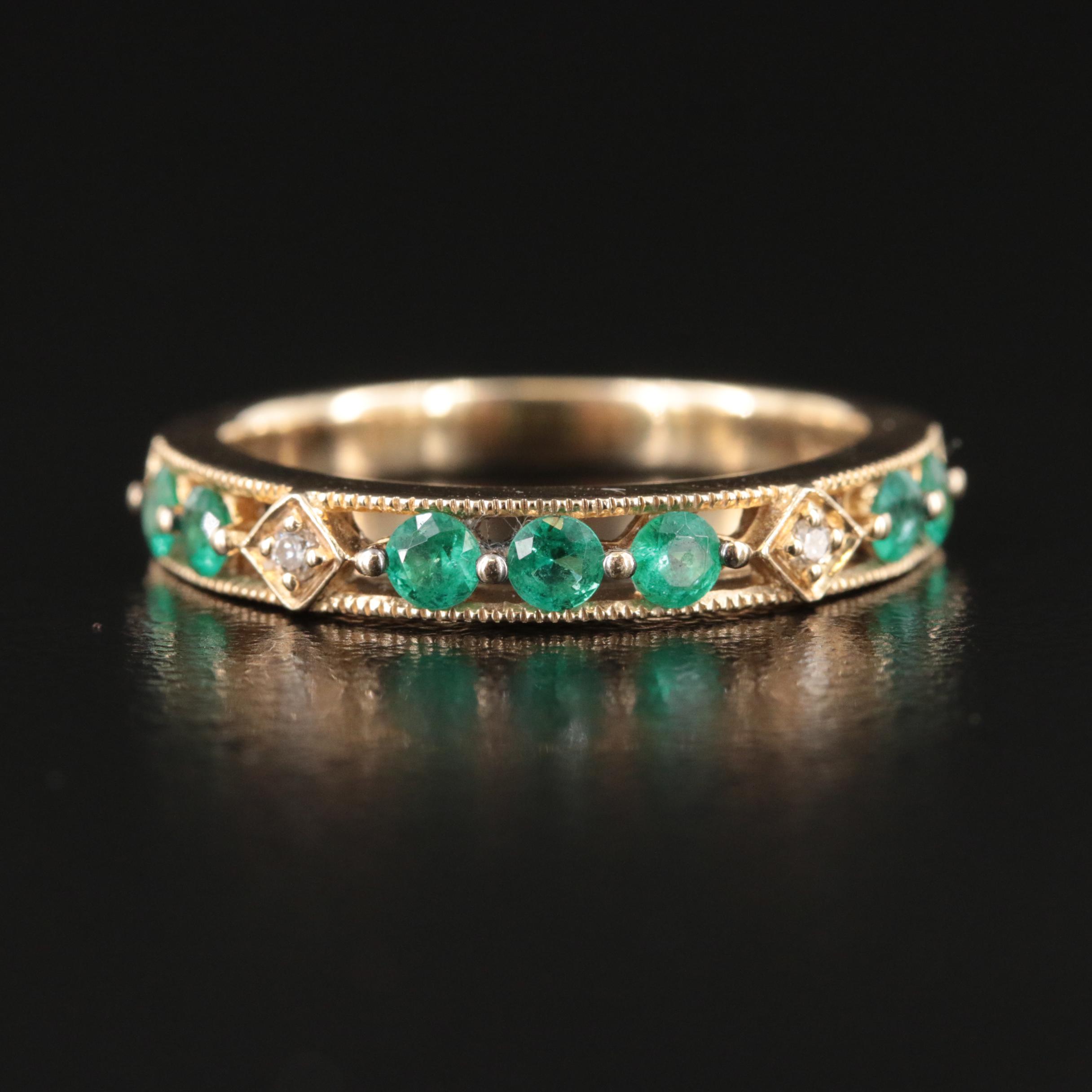 Le Vian 14K Emerald and Diamond Band with Milgrain Accents