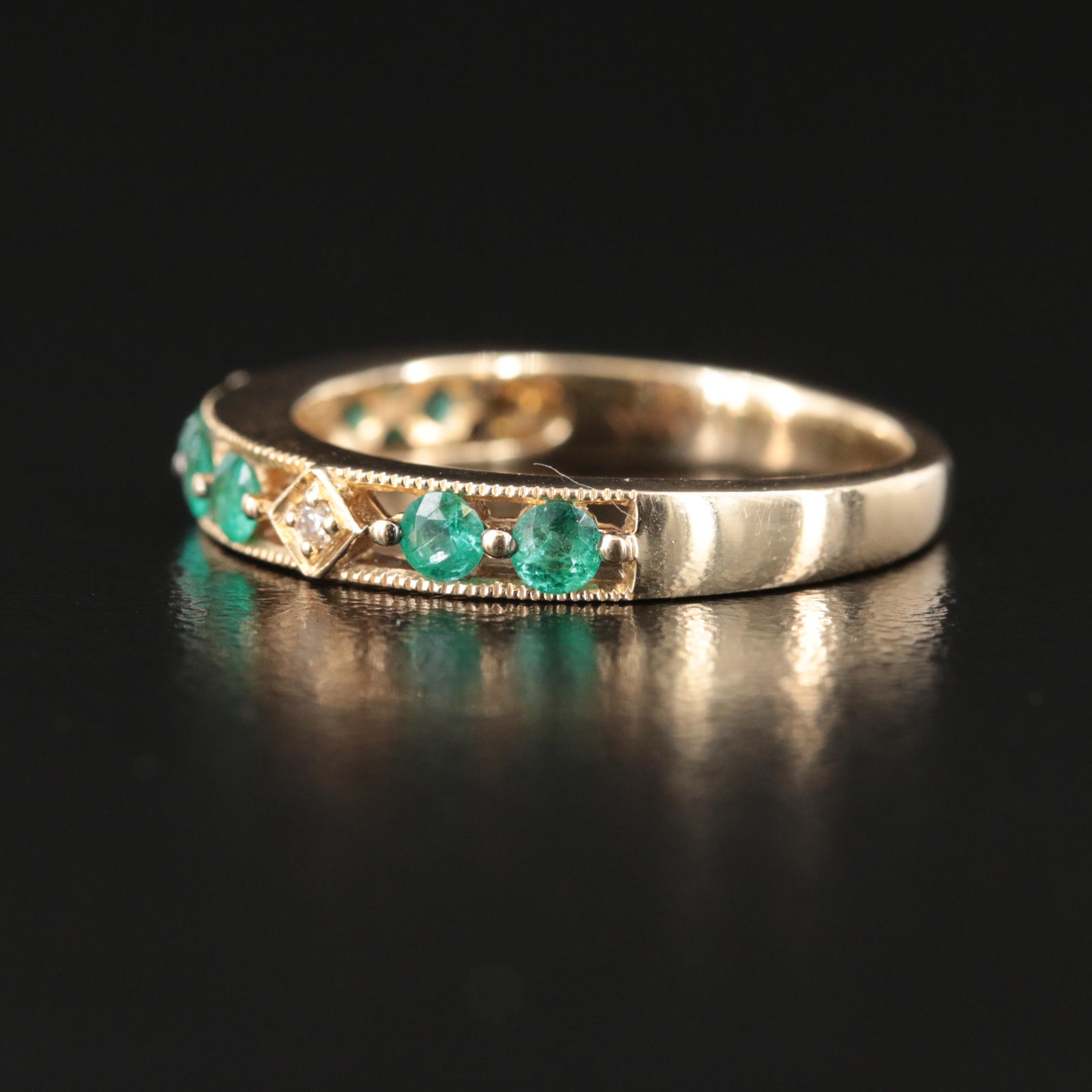 Le Vian 14K Emerald and Diamond Band with Milgrain Accents