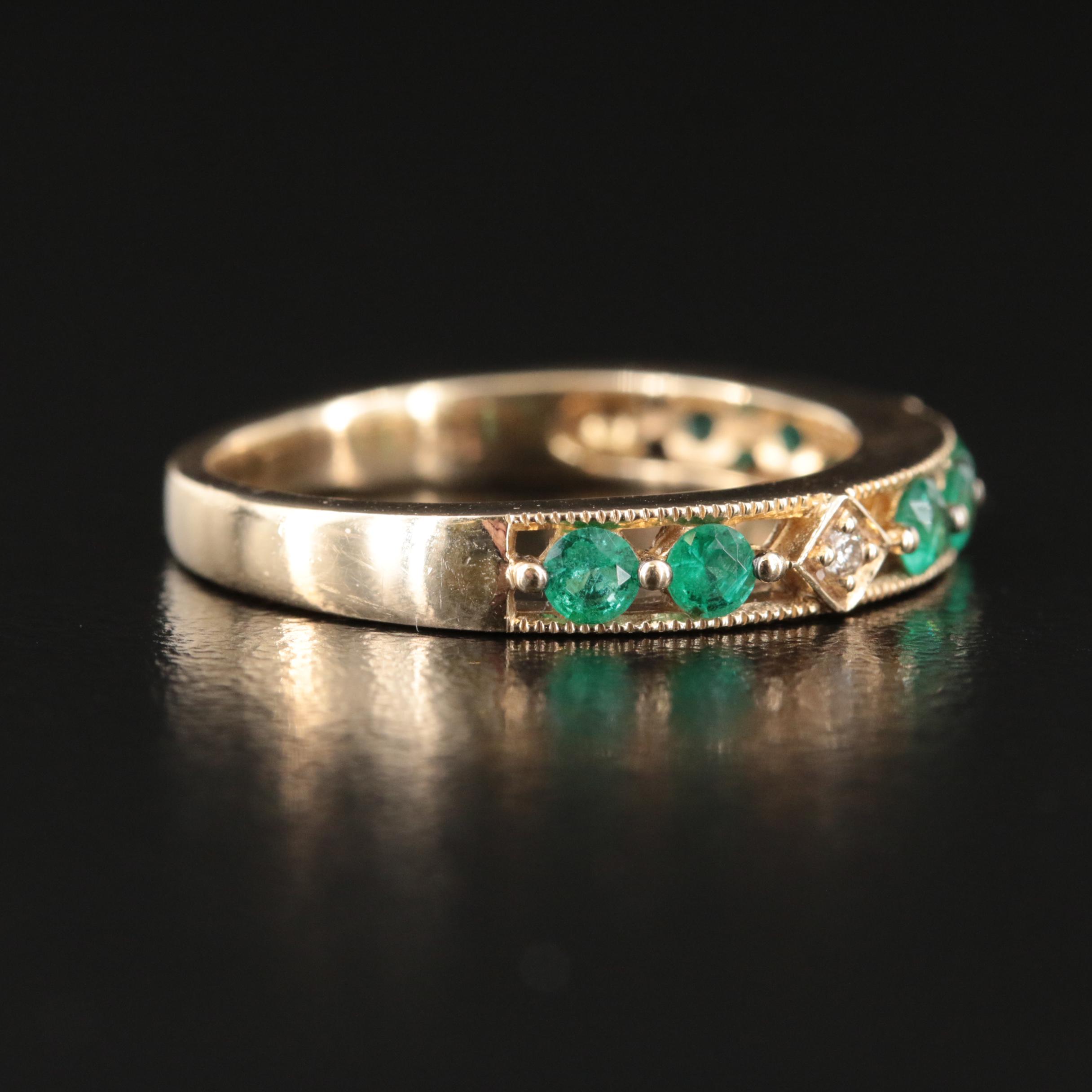 Le Vian 14K Emerald and Diamond Band with Milgrain Accents