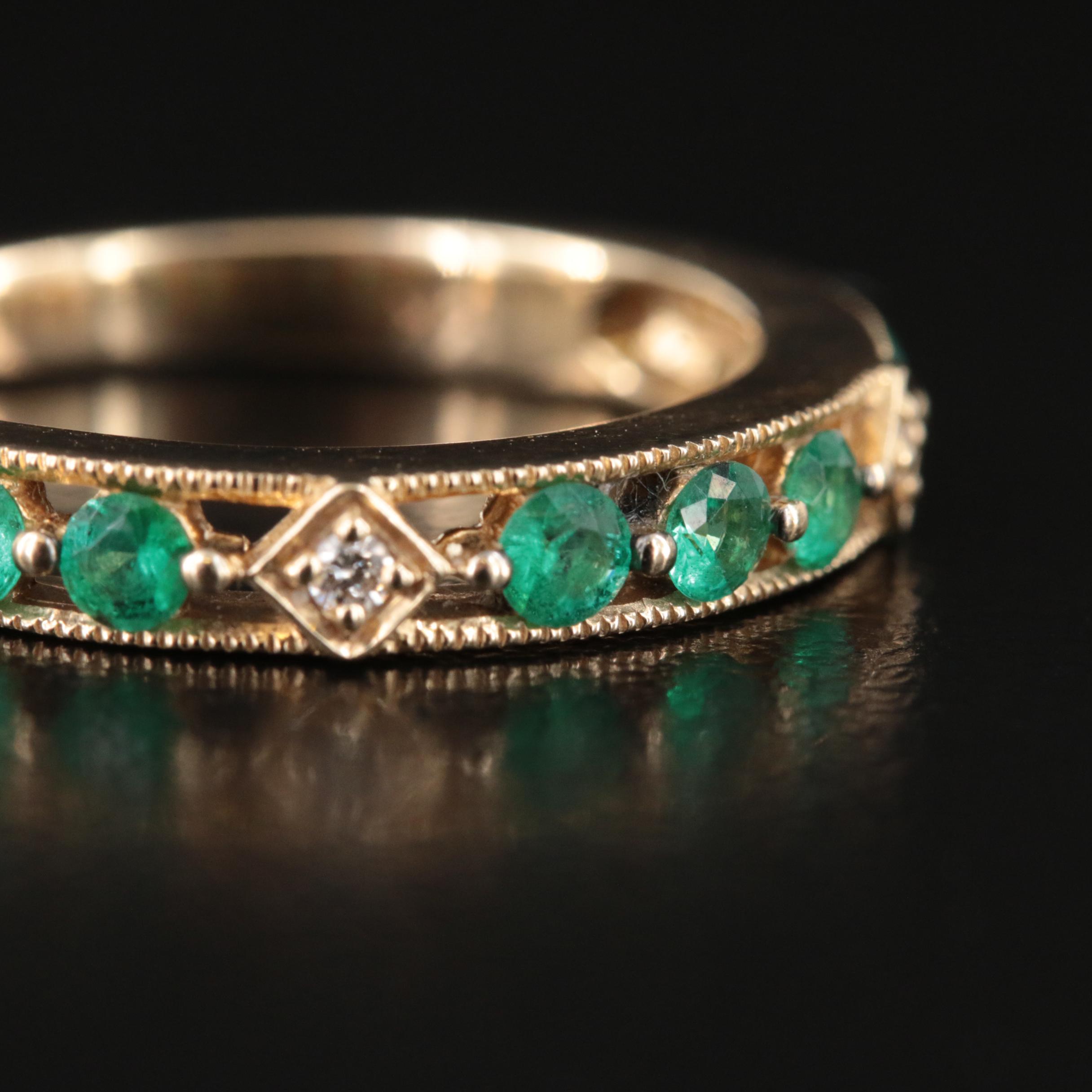 Le Vian 14K Emerald and Diamond Band with Milgrain Accents