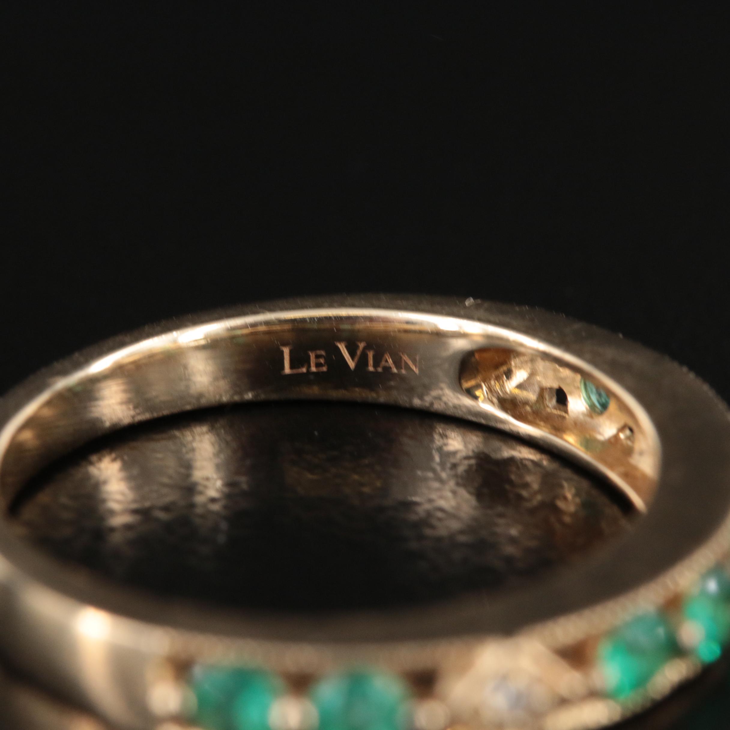 Le Vian 14K Emerald and Diamond Band with Milgrain Accents