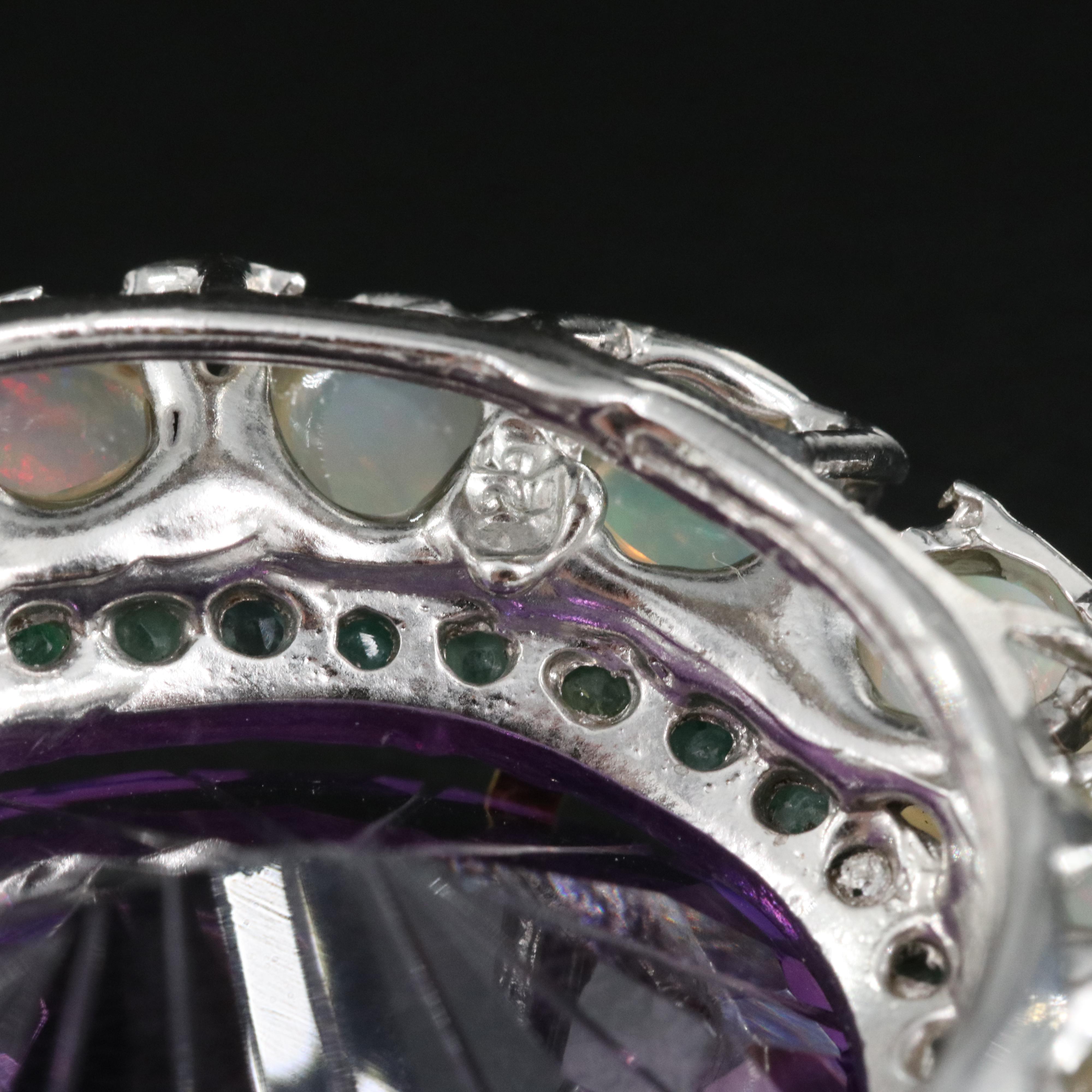 Sterling Amethyst, Opal and Emerald Pendant