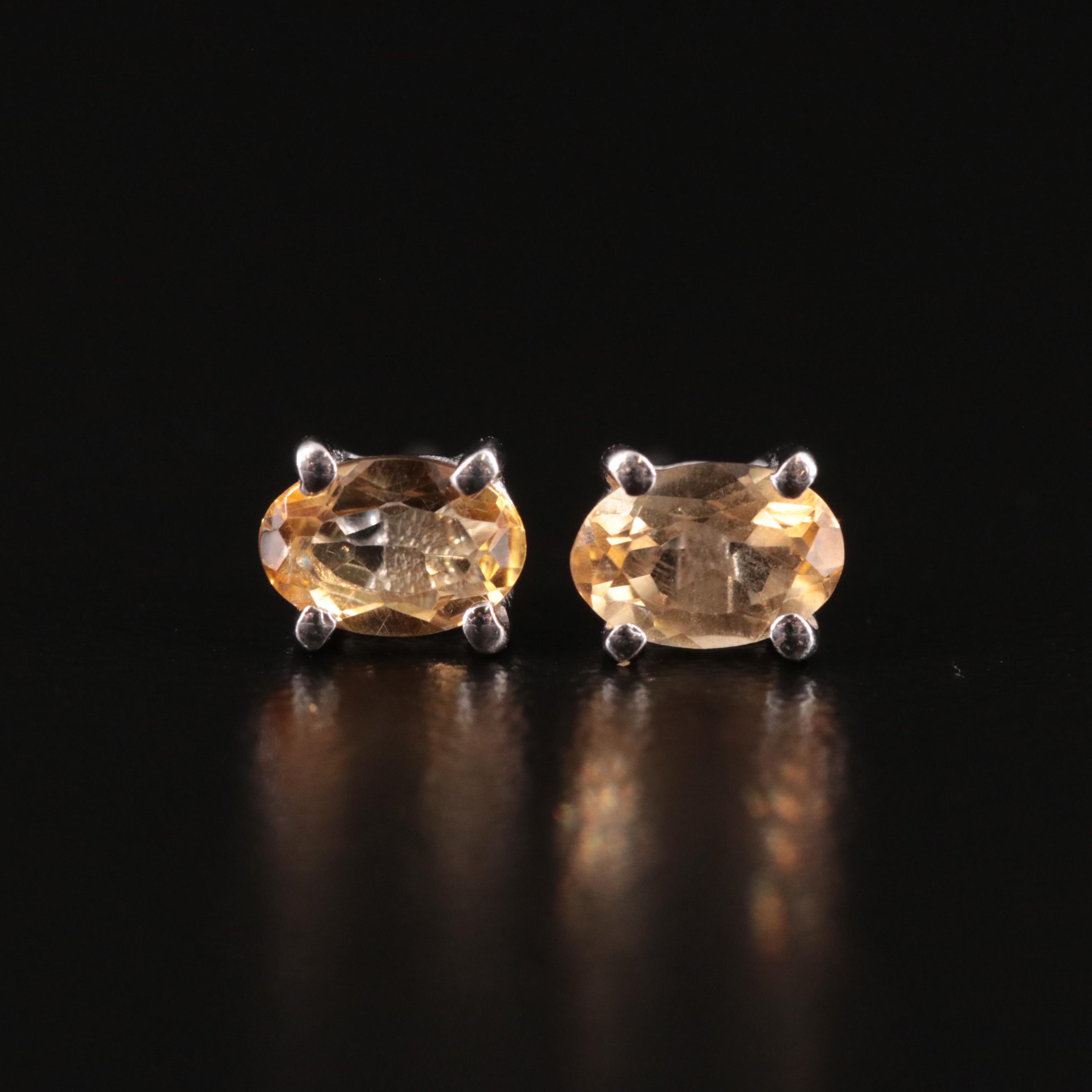 Sterling Citrine Stud Earrings