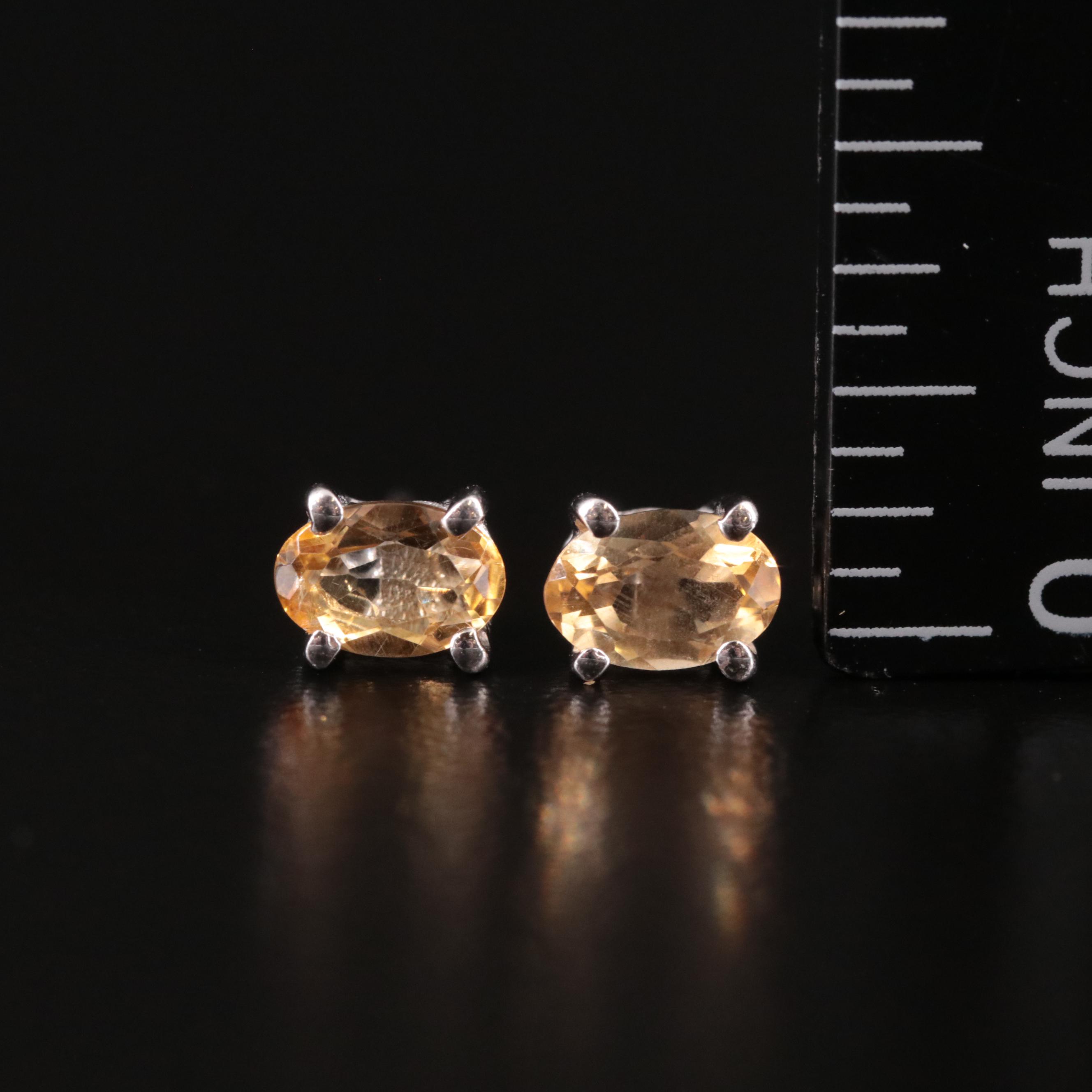 Sterling Citrine Stud Earrings