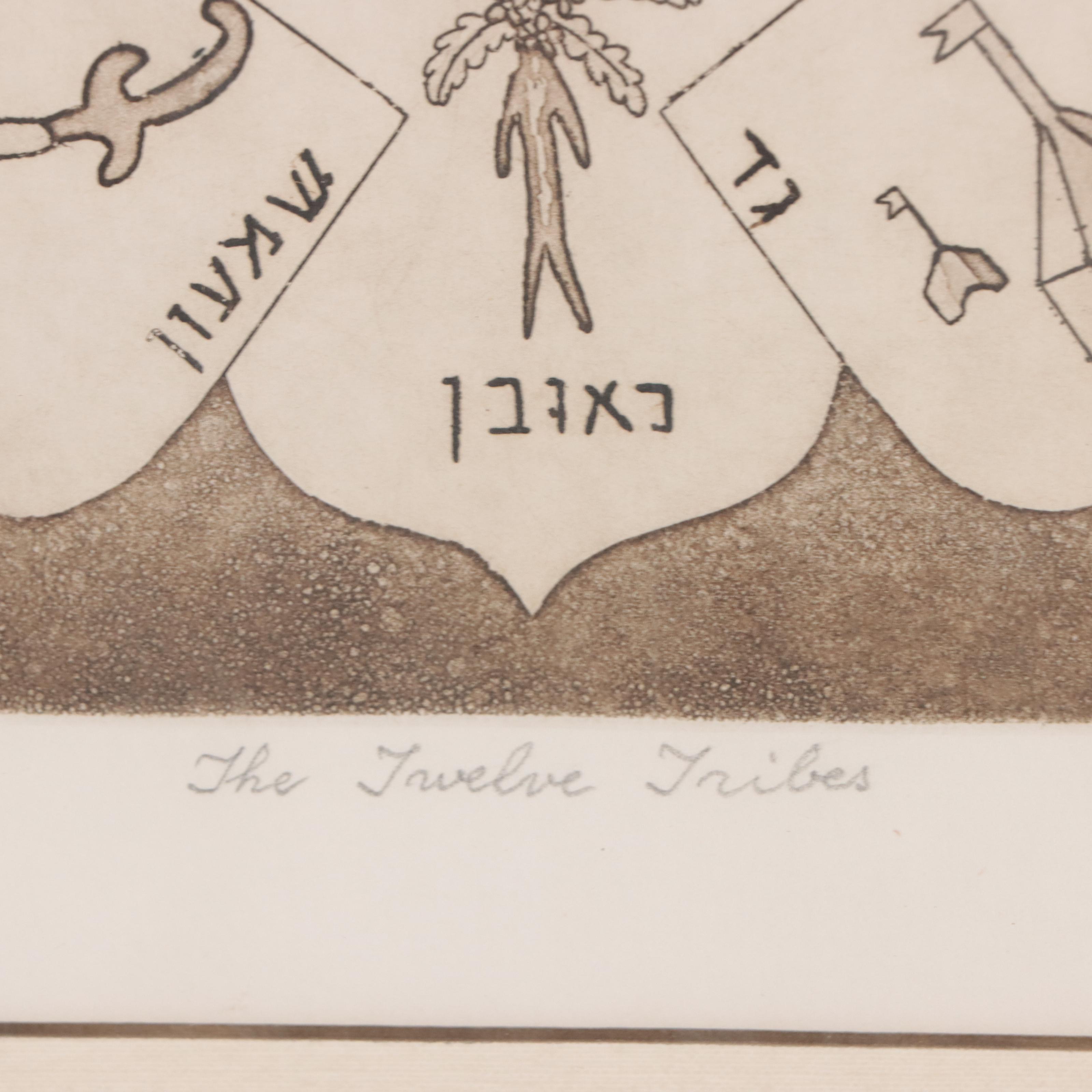 Hannah Kletzki Etching with Aquatint "The Twelve Tribes"