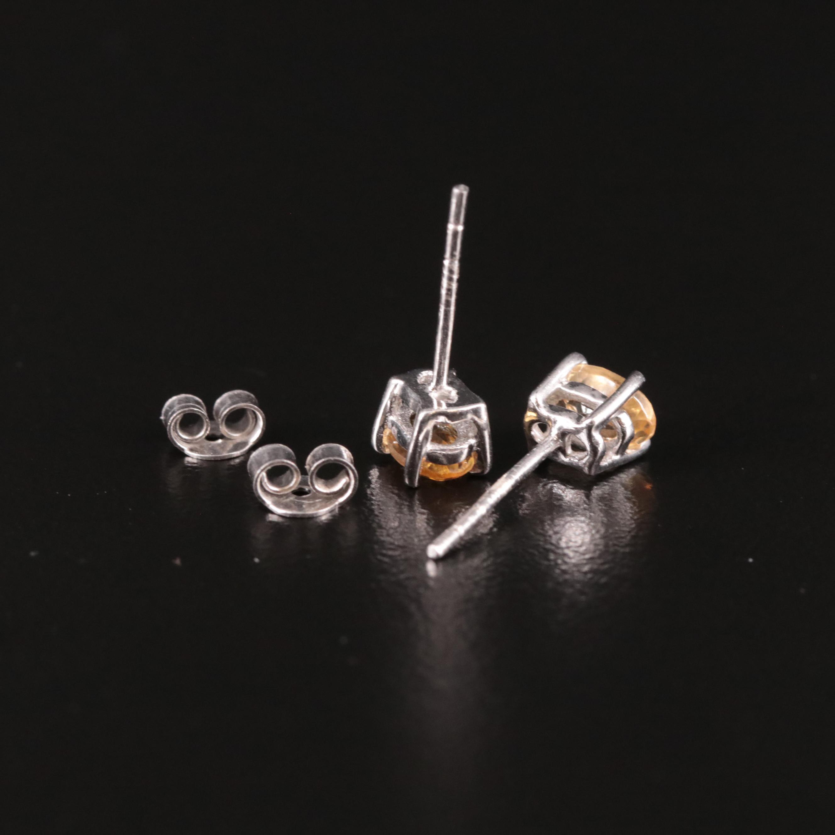 Sterling Citrine Stud Earrings