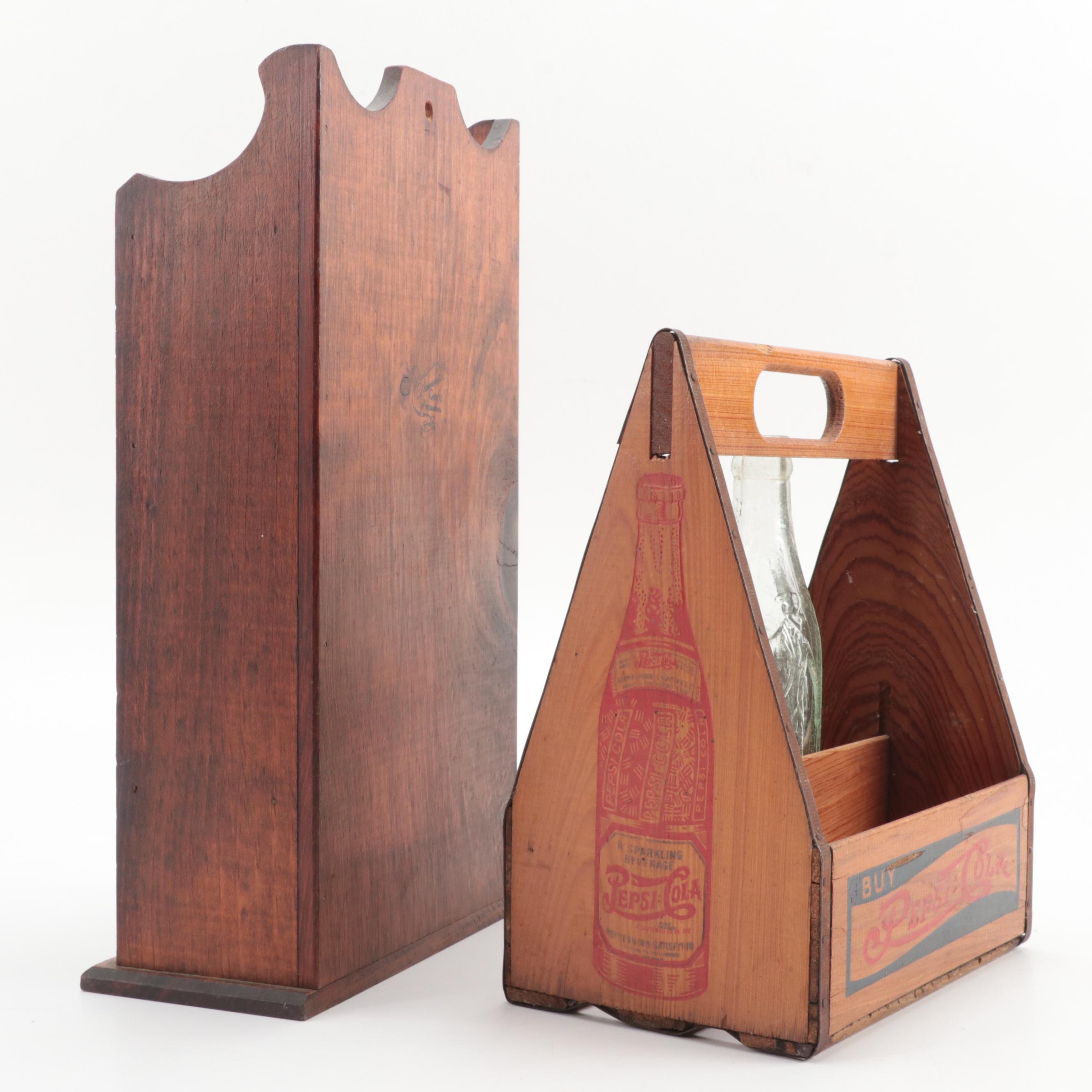 Hand-Carved Tidewater Crafts Shelf with Coffee Grinder, Crocks, Vases and More