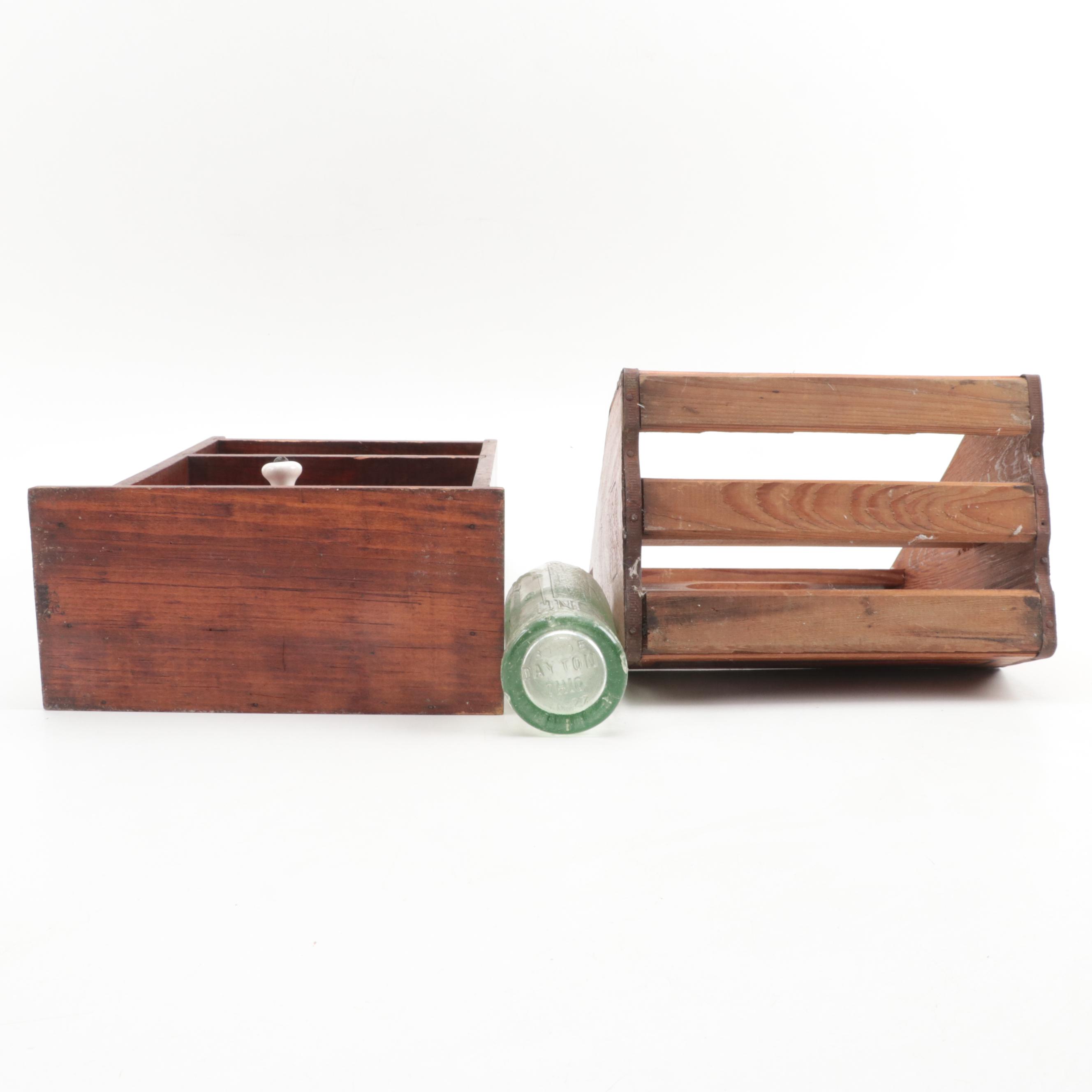 Hand-Carved Tidewater Crafts Shelf with Coffee Grinder, Crocks, Vases and More