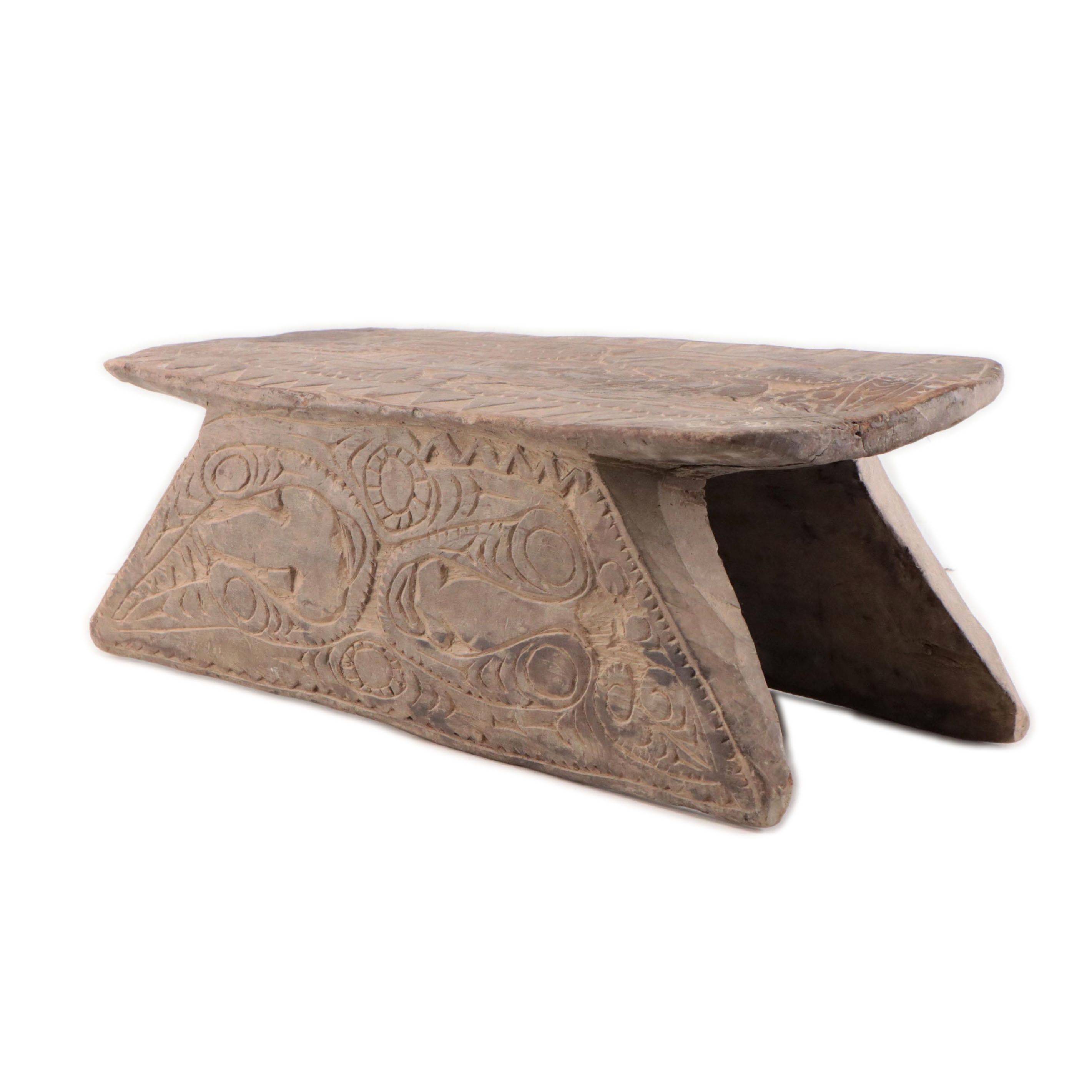 Kwoma Papua New Guinea Wood Carver's Stool, Mid-20th Century