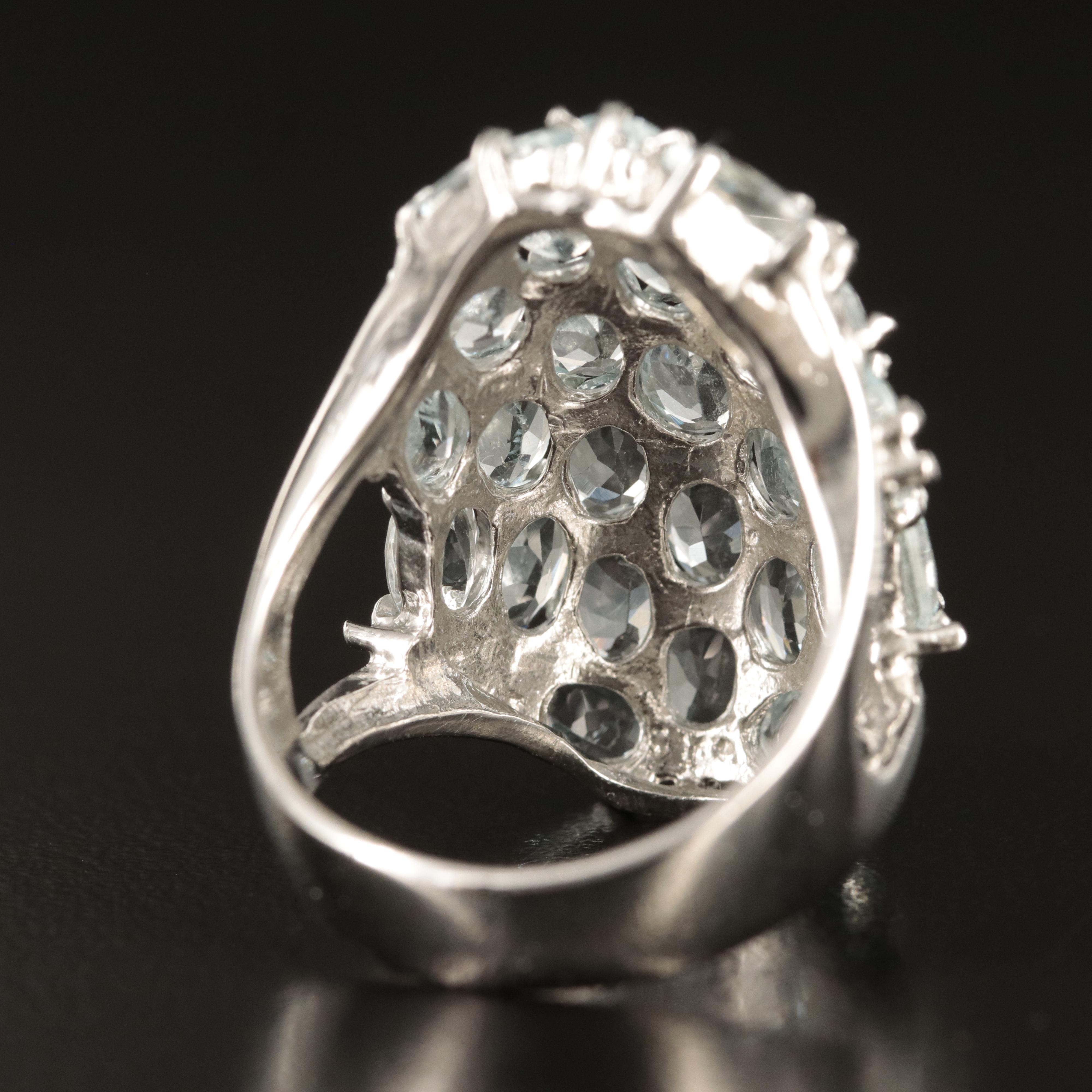 Sterling Aquamarine Cluster Ring