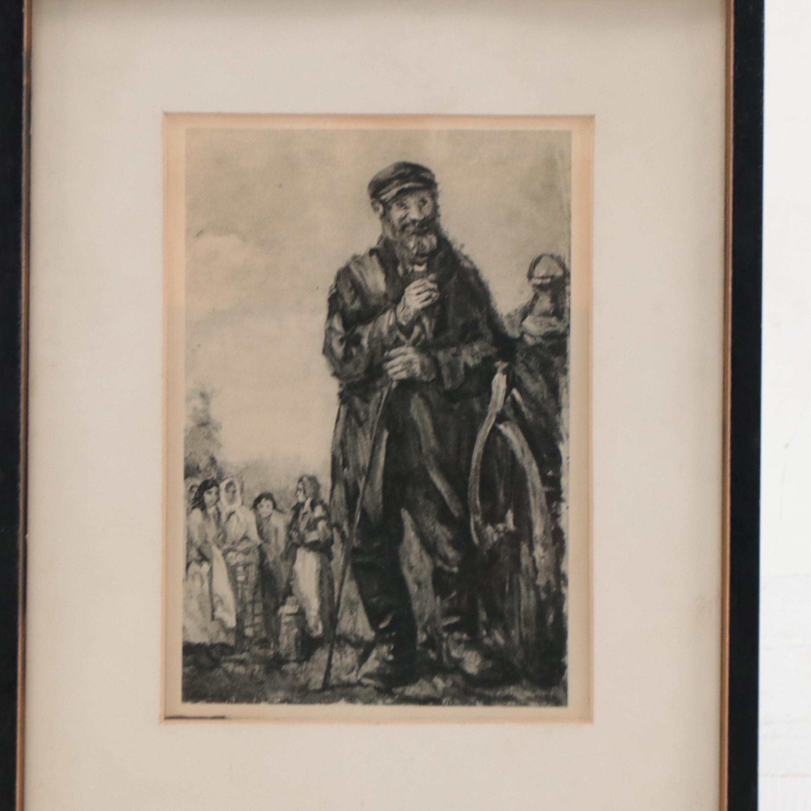 Figural Rotogravure of a Family, Late 20th Century