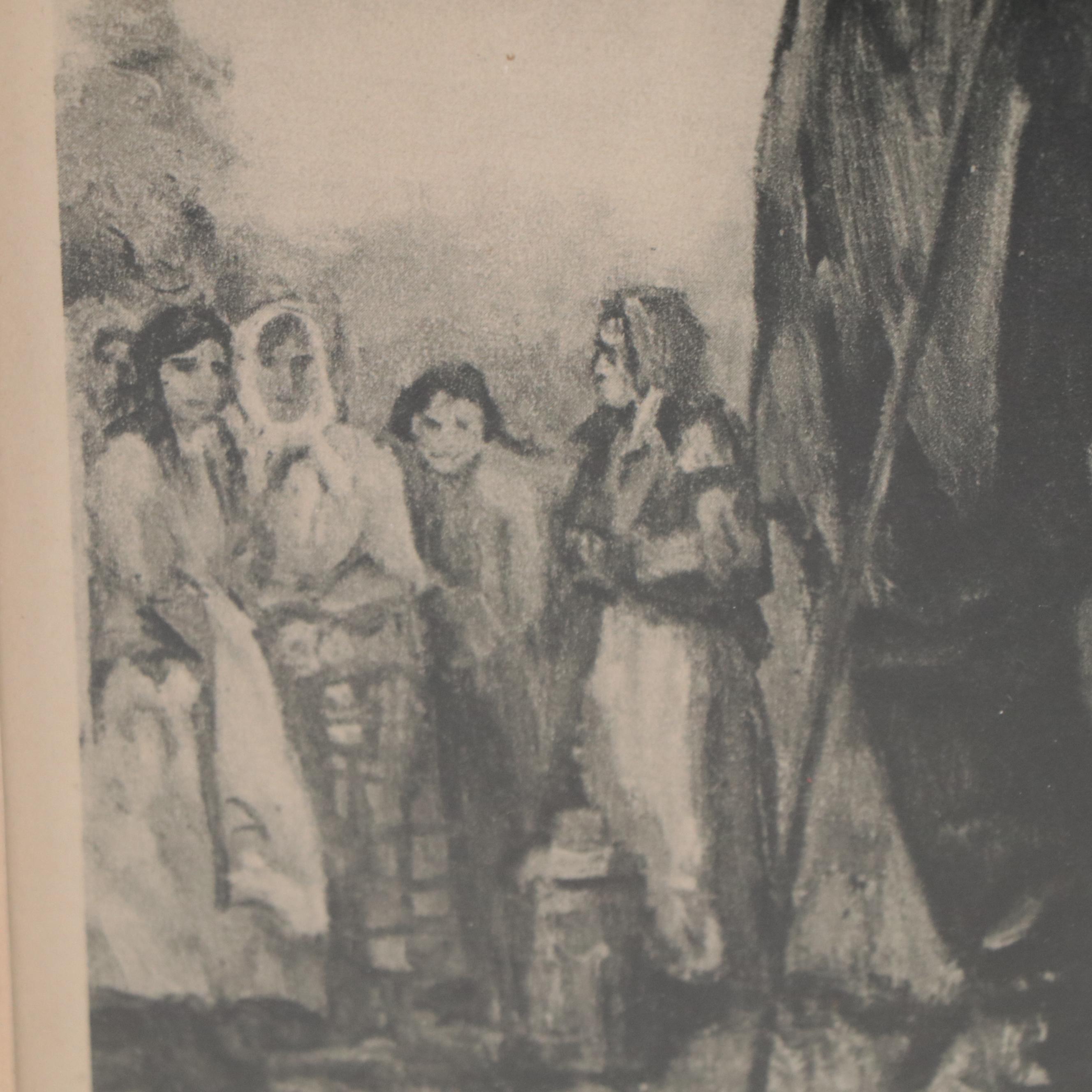 Figural Rotogravure of a Family, Late 20th Century