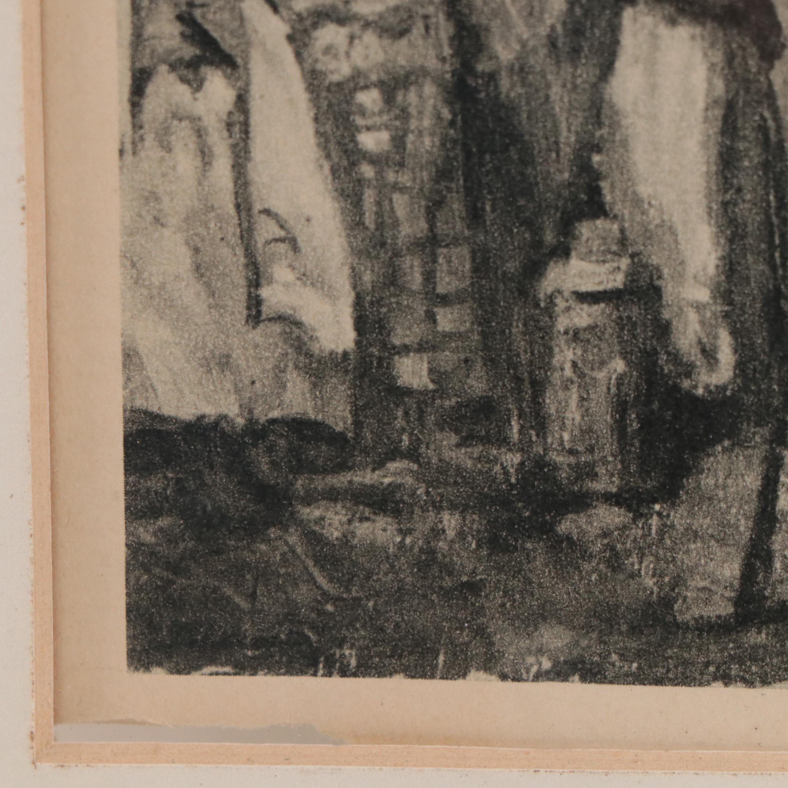 Figural Rotogravure of a Family, Late 20th Century