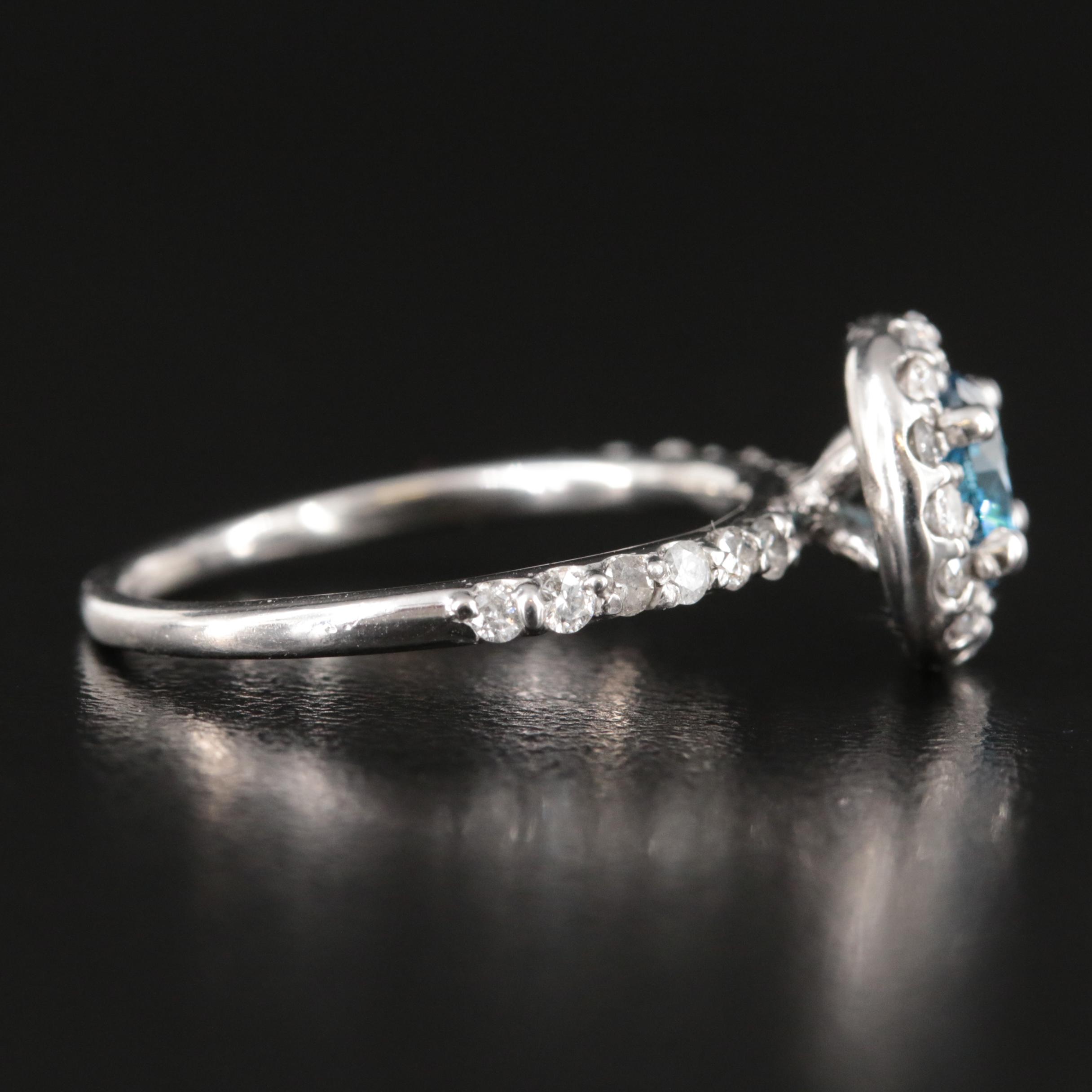 14K 1.75 CTW Diamond Halo Ring with Fancy Vivid Blue Center