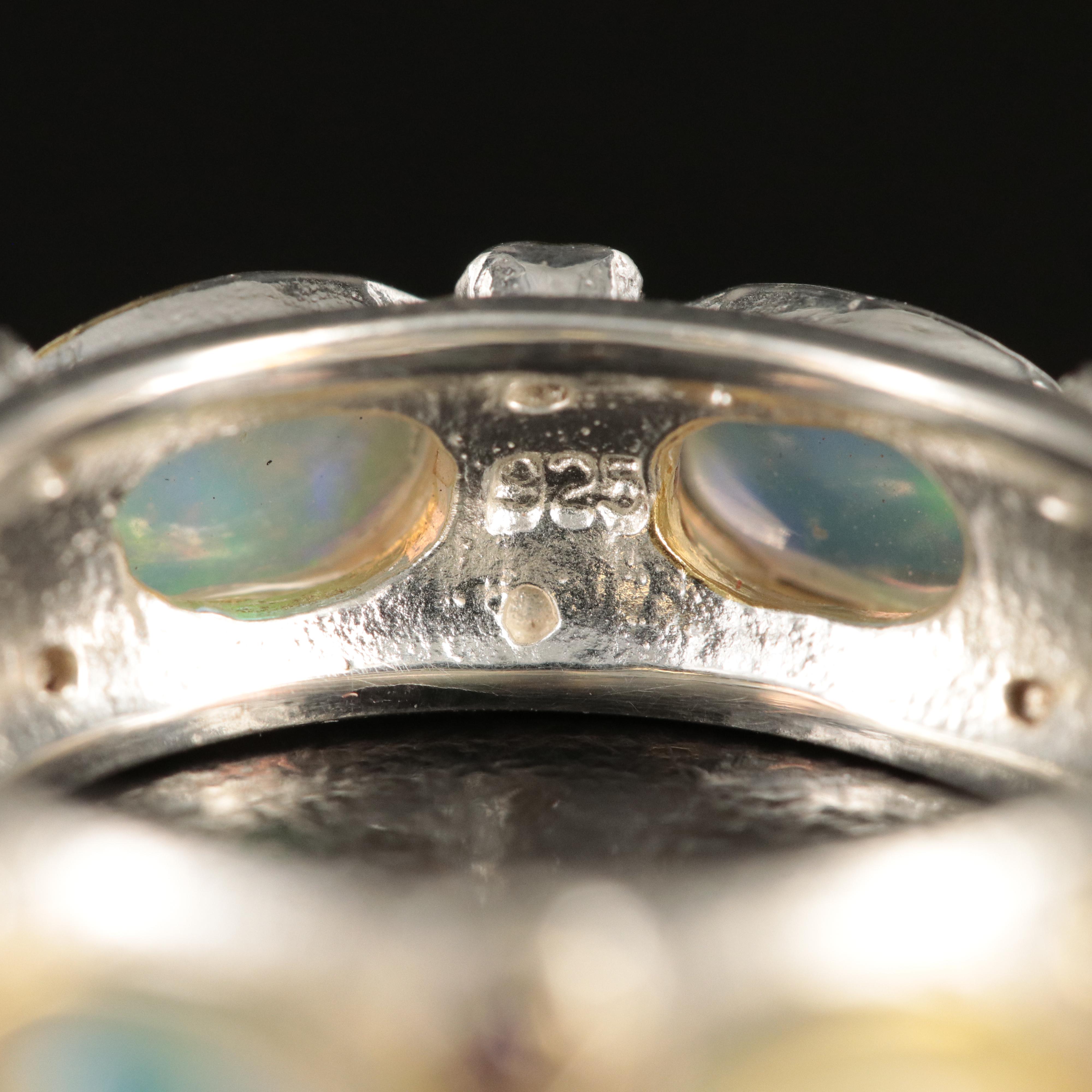 Sterling Opal and Amethyst Eternity Band