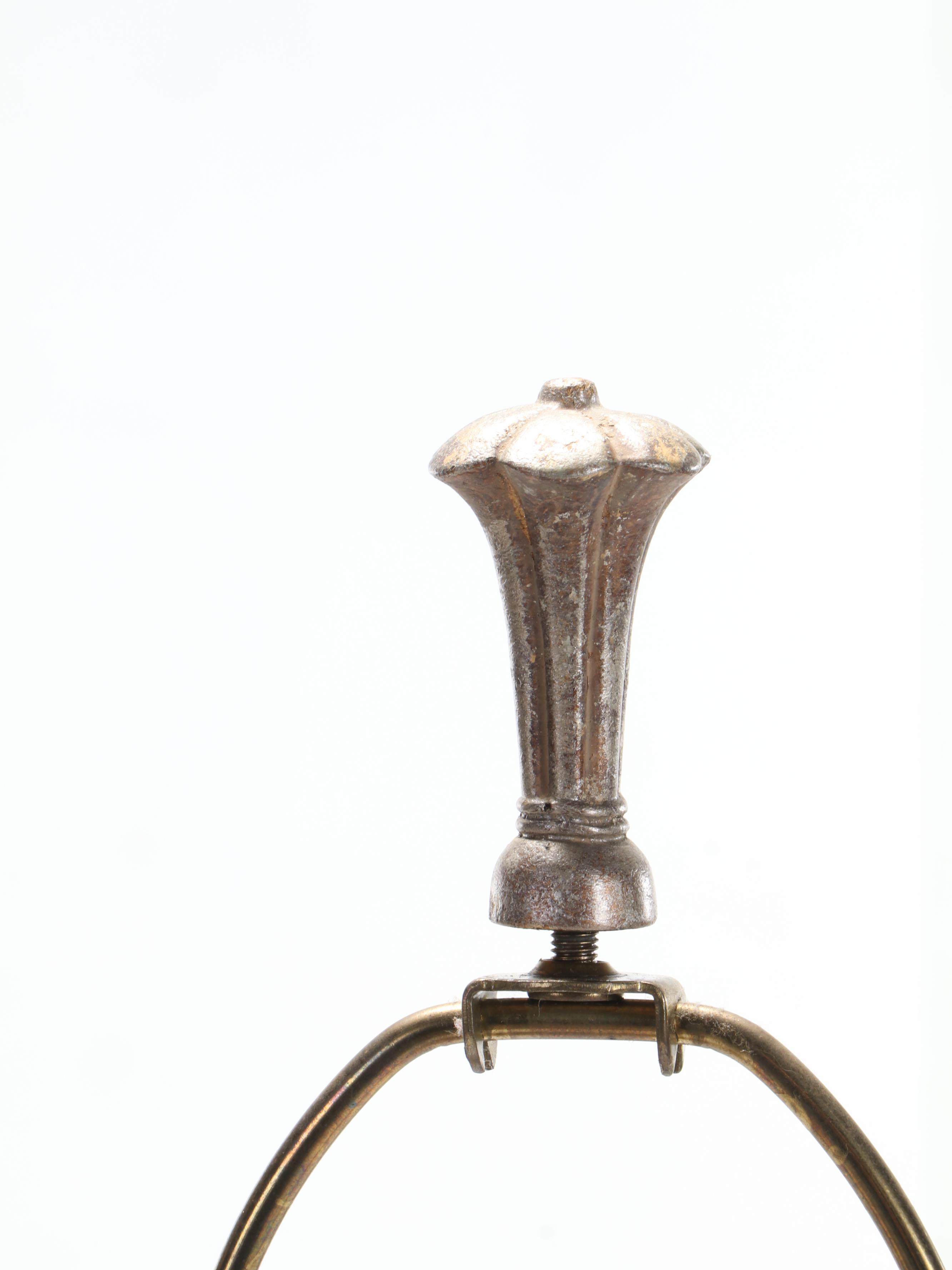 Pair of Urn Shaped Metallic Finish Composite Table Lamps, Contemporary