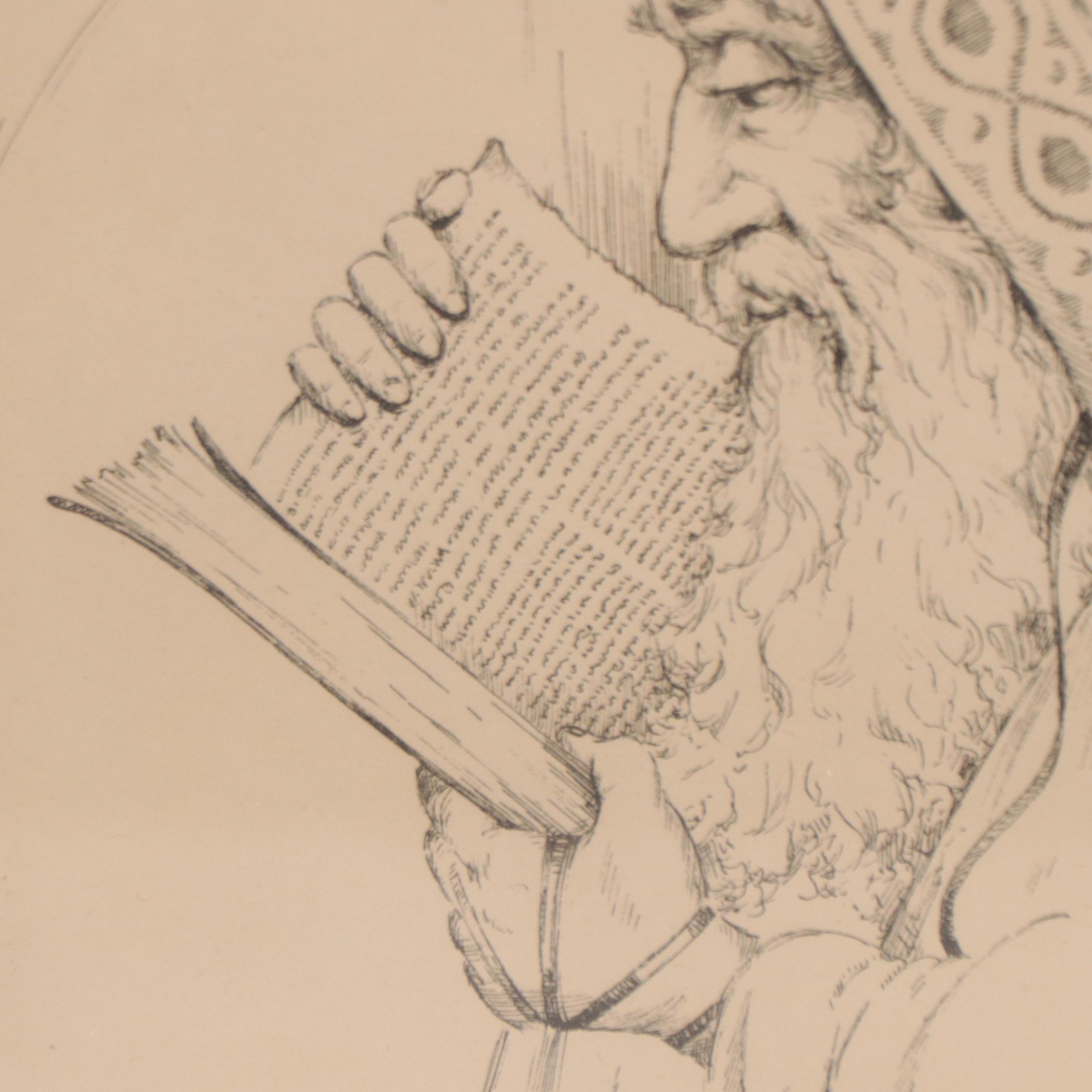 Lithograph After Sol Nodel of a Rabbi "Morning Prayer"