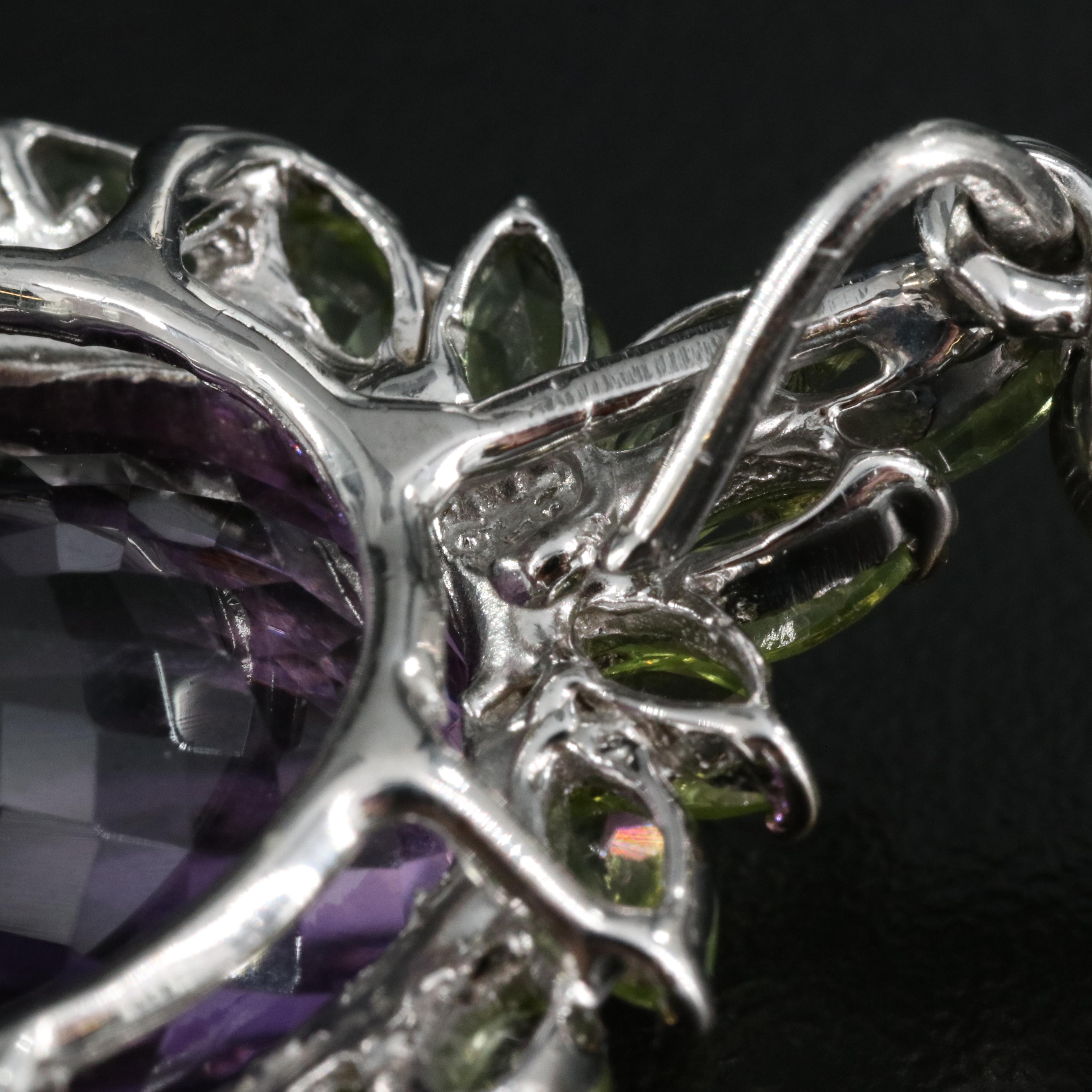 Sterling Amethyst, Peridot and Tourmaline Pendant