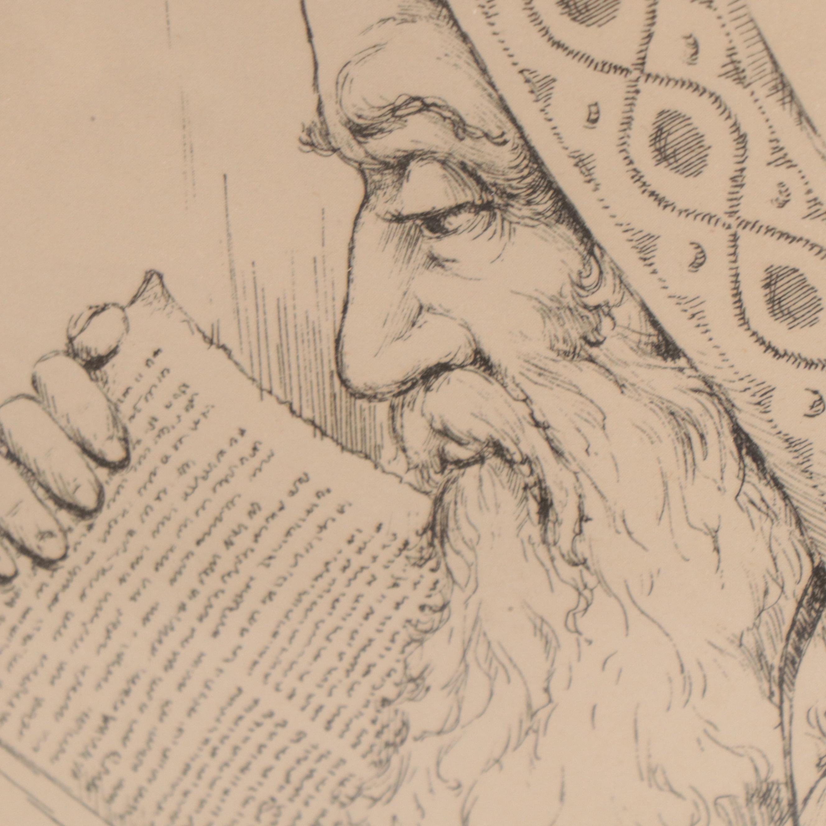 Lithograph After Sol Nodel of a Rabbi "Morning Prayer"