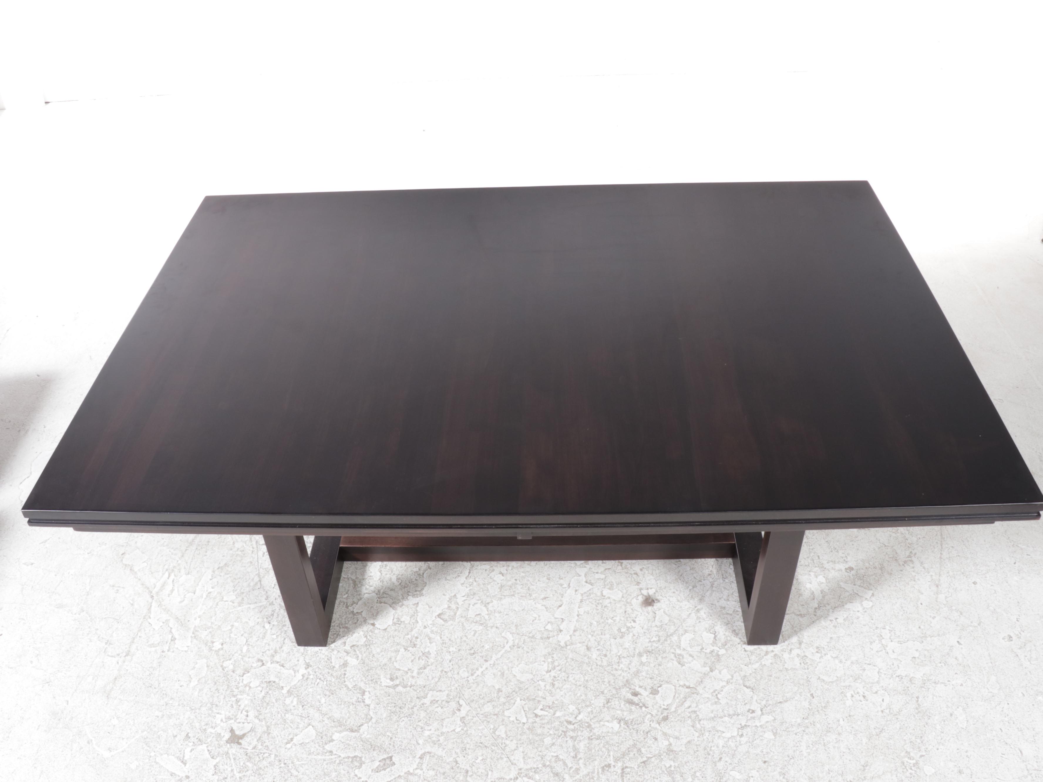 Trailway "Soho" Maple Dining Table Plus Six Arhaus Upholstered Side Chairs